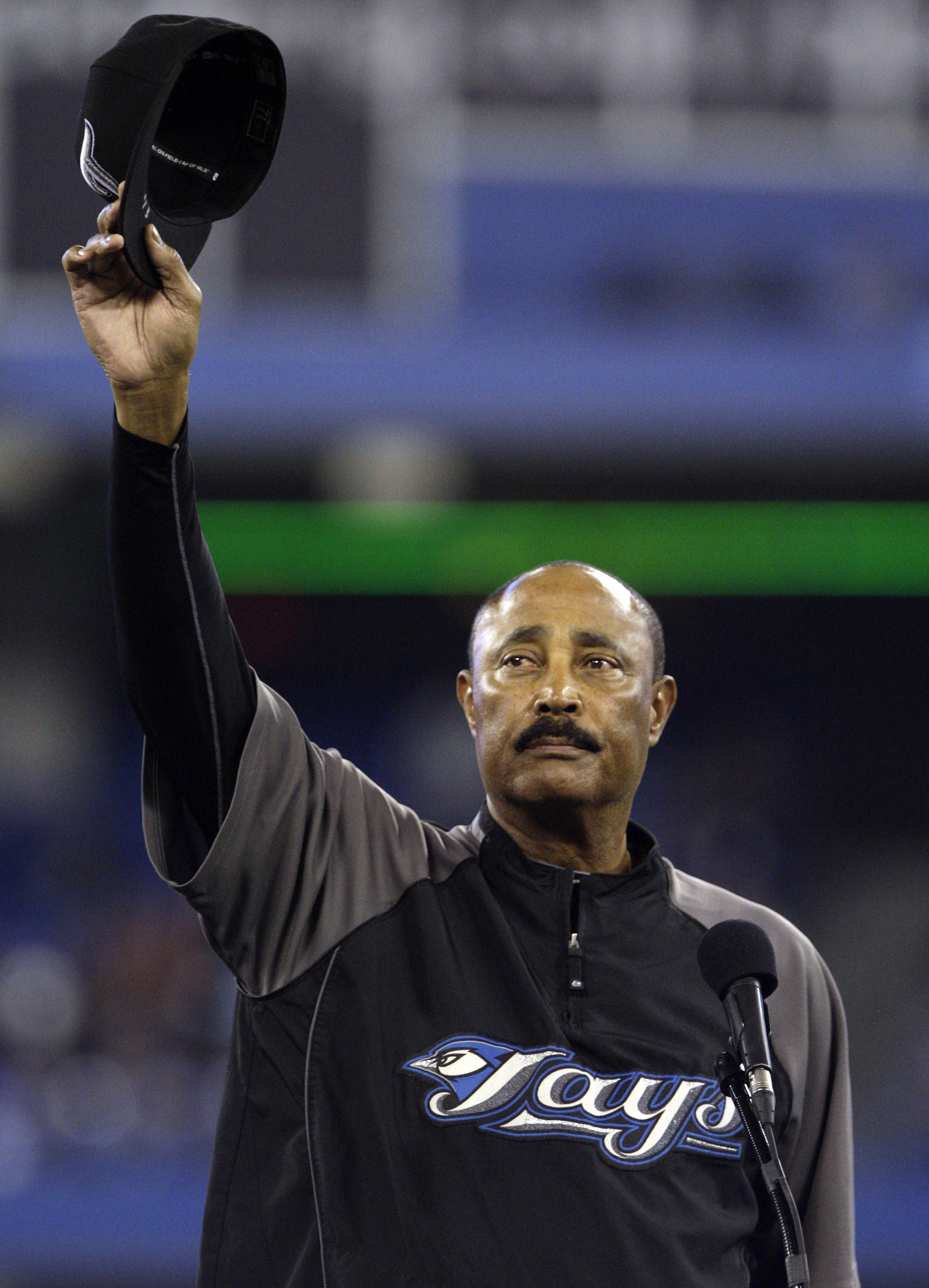 TORONTO, ON - SEPTEMBER 29: Cito Gaston tips his hat during a pre-game ceremony for retiring Manager Cito Gaston of the Toronto Blue Jays as they play the New York Yankees during a MLB game at the Rogers Centre September 29, 2010 in Toronto, Ontario, Cana