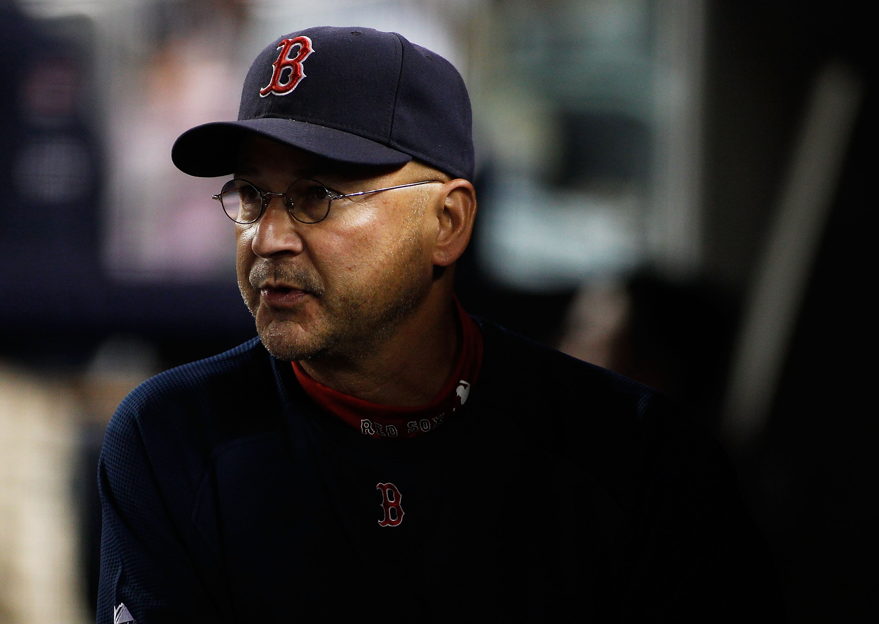 NEW YORK - SEPTEMBER 26:  Manager Terry Francona #47 of the Boston Red Sox looks on prior to their game against the New York Yankees on September 26, 2010 at Yankee Stadium in the Bronx borough of New York City.  (Photo by Mike Stobe/Getty Images)