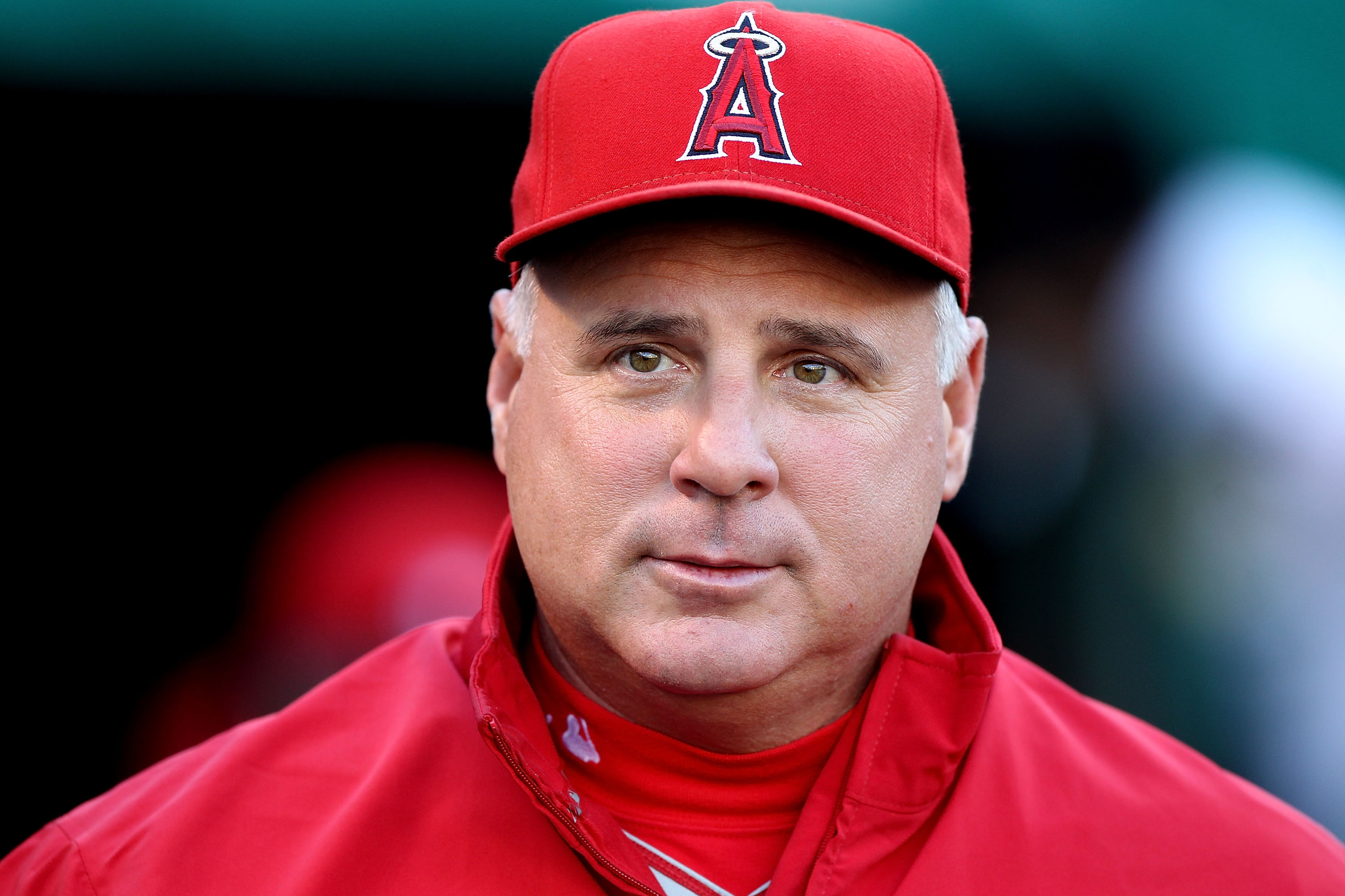 OAKLAND, CA - SEPTEMBER 3:  Manager Mike Scioscia of the Los Angeles Angels of Anaheim looks on against the Oakland Athletics during a Major League Baseball game at the Oakland-Alameda County Coliseum on September 3, 2010 in Oakland, California. (Photo by