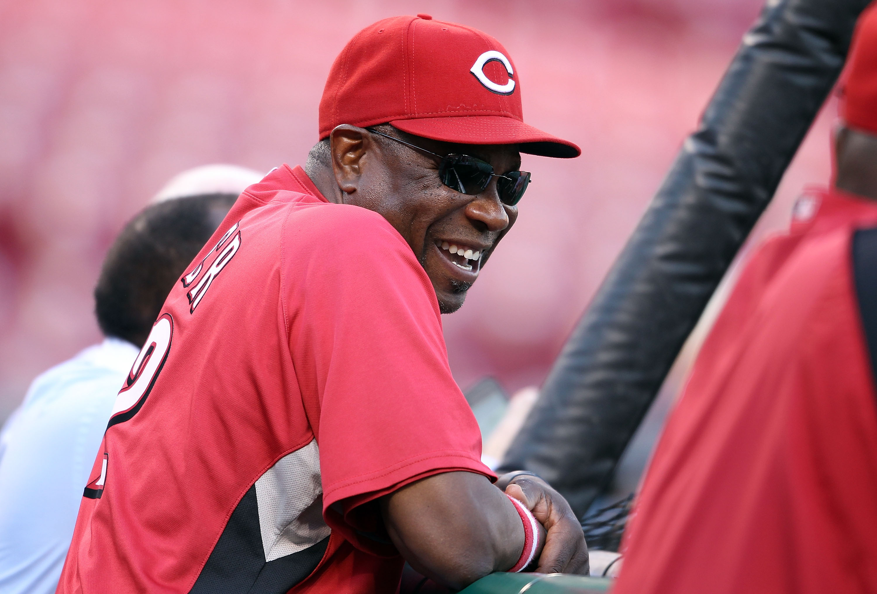 CINCINNATI - OCTOBER 10: Dusty Baker the Manager of the Cincinnati Reds takes in batting practice before the start of  Game 3 of the NLDS against the Philadelphia Phillies  at Great American Ball Park on October 10, 2010 in Cincinnati, Ohio.  (Photo by An