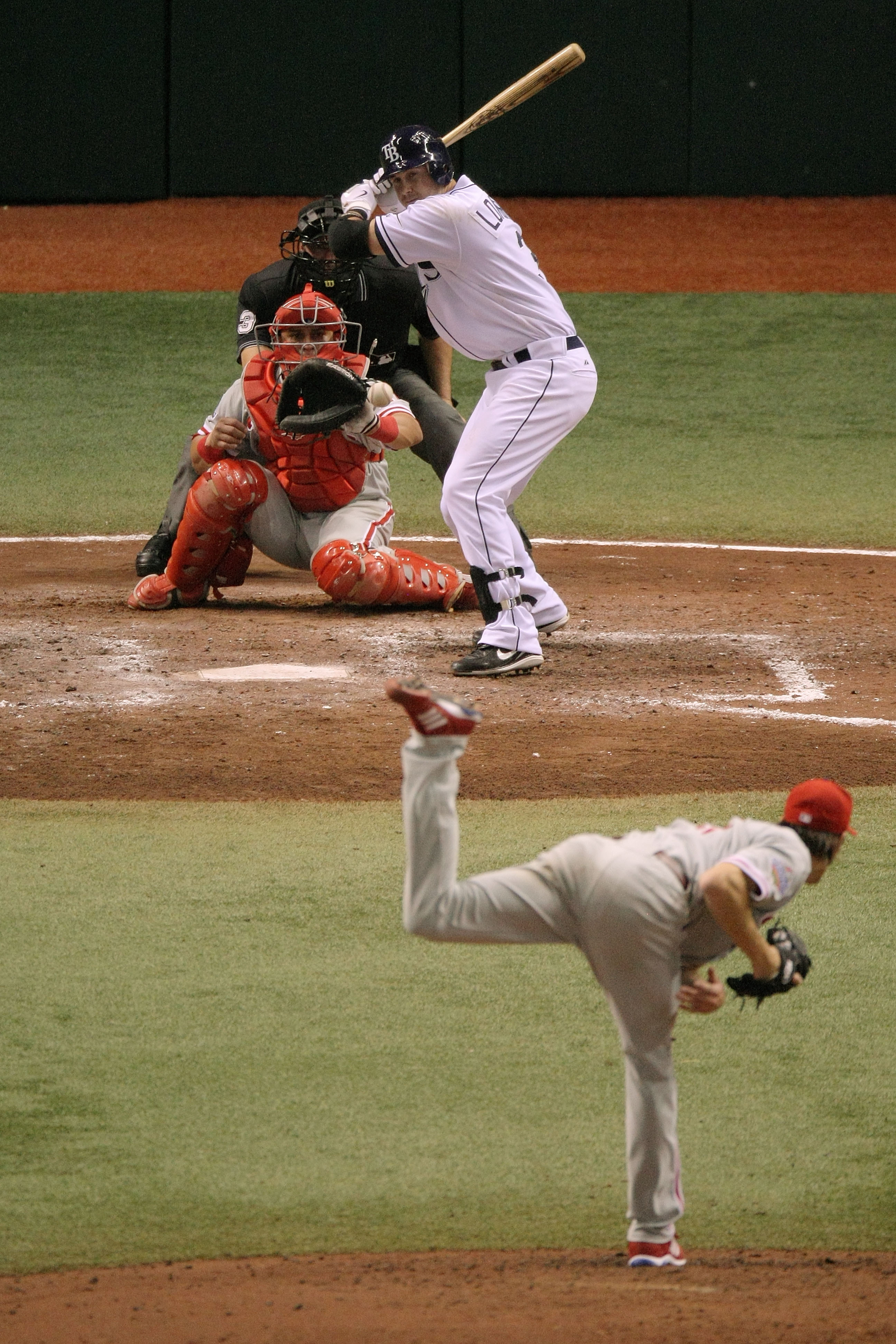 Philadelphia Phillies pitcher Cole Hamels pitches against the Tampa Bay  Rays during the first inning of game 5 of the World Series at Citizens Bank  Park in Philadelphia on October 27, 2008. (