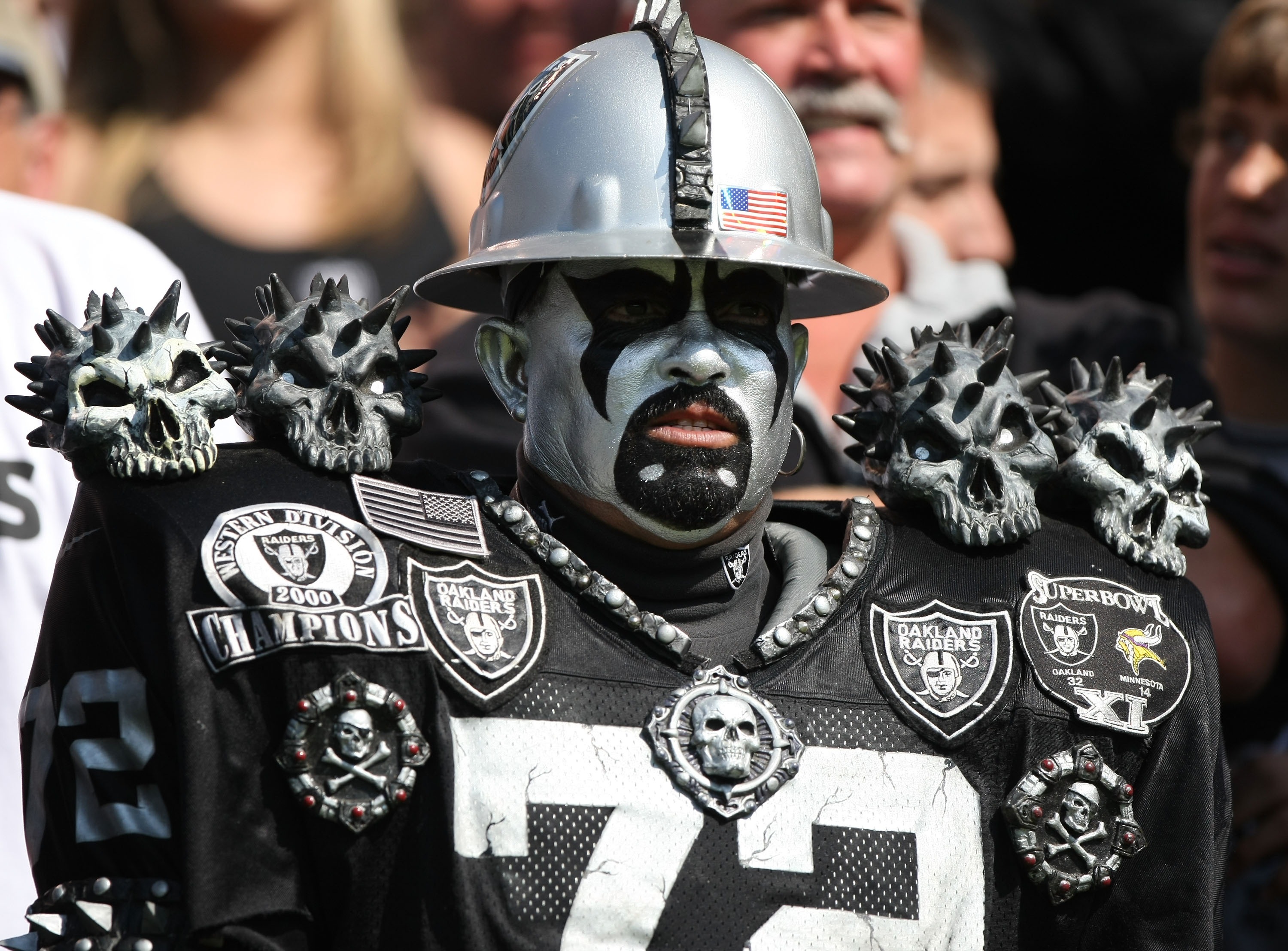 OAKLAND, CA - SEPTEMBER 09:  A fan looks on during  the Detroit Lions and the Oakland Raider NFL game on September 9, 2007 at McAfee Coliseum in Oakland, California.  (Photo by Jed Jacobsohn/Getty Images)