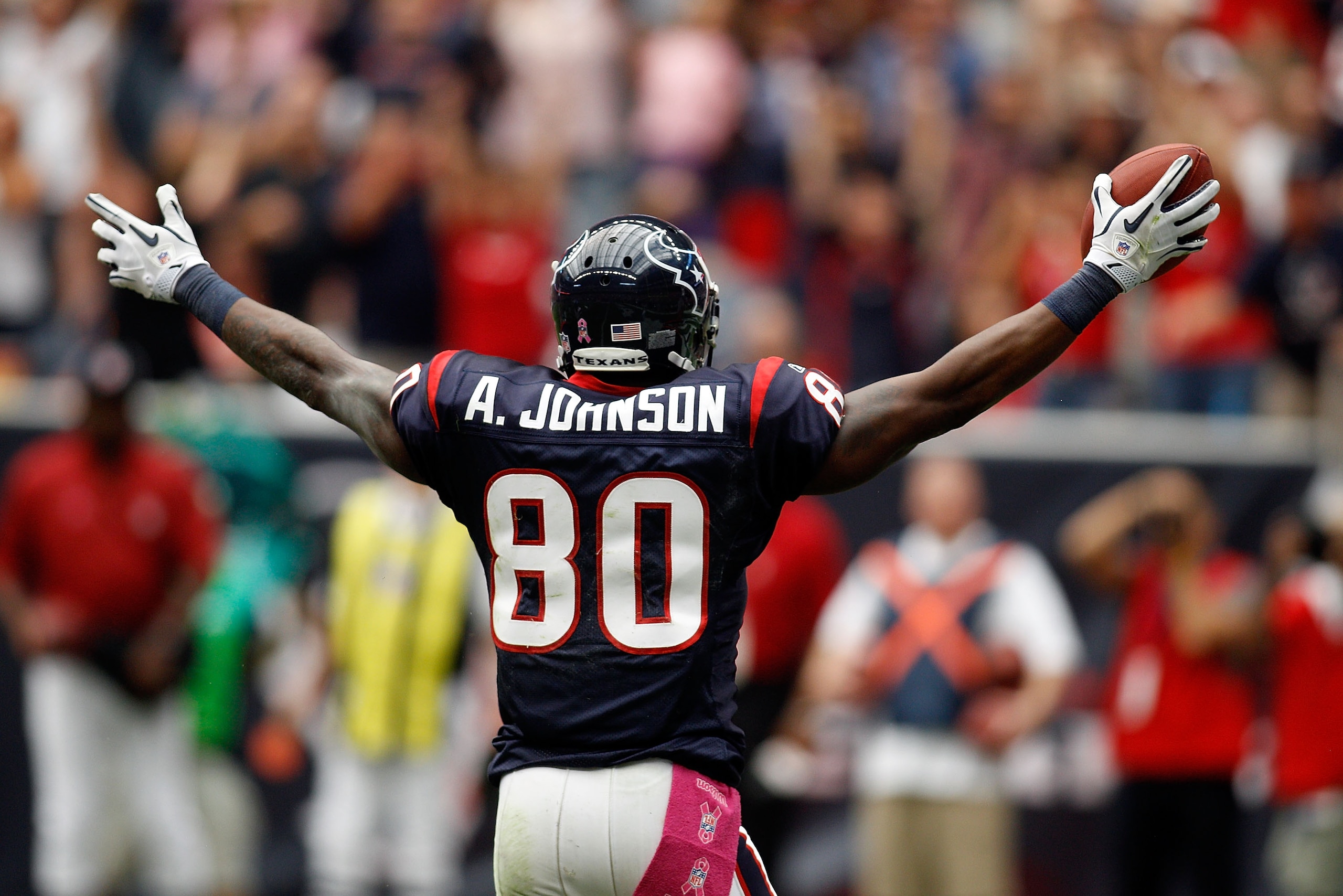 HOUSTON - OCTOBER 10: Andre Johnson #80 of the Houston Texans in action during the game against the New York Giants at Reliant Stadium on October 10, 2010 in Houston, Texas. (Photo by Chris Graythen/Getty Images) HOUSTON - OCTOBER 10: Andre Johnson #80 of the Houston Texans in action during the game against the New York Giants at Reliant Stadium on October 10, 2010 in Houston, Texas. (Photo by Chris Graythen/Getty Images)