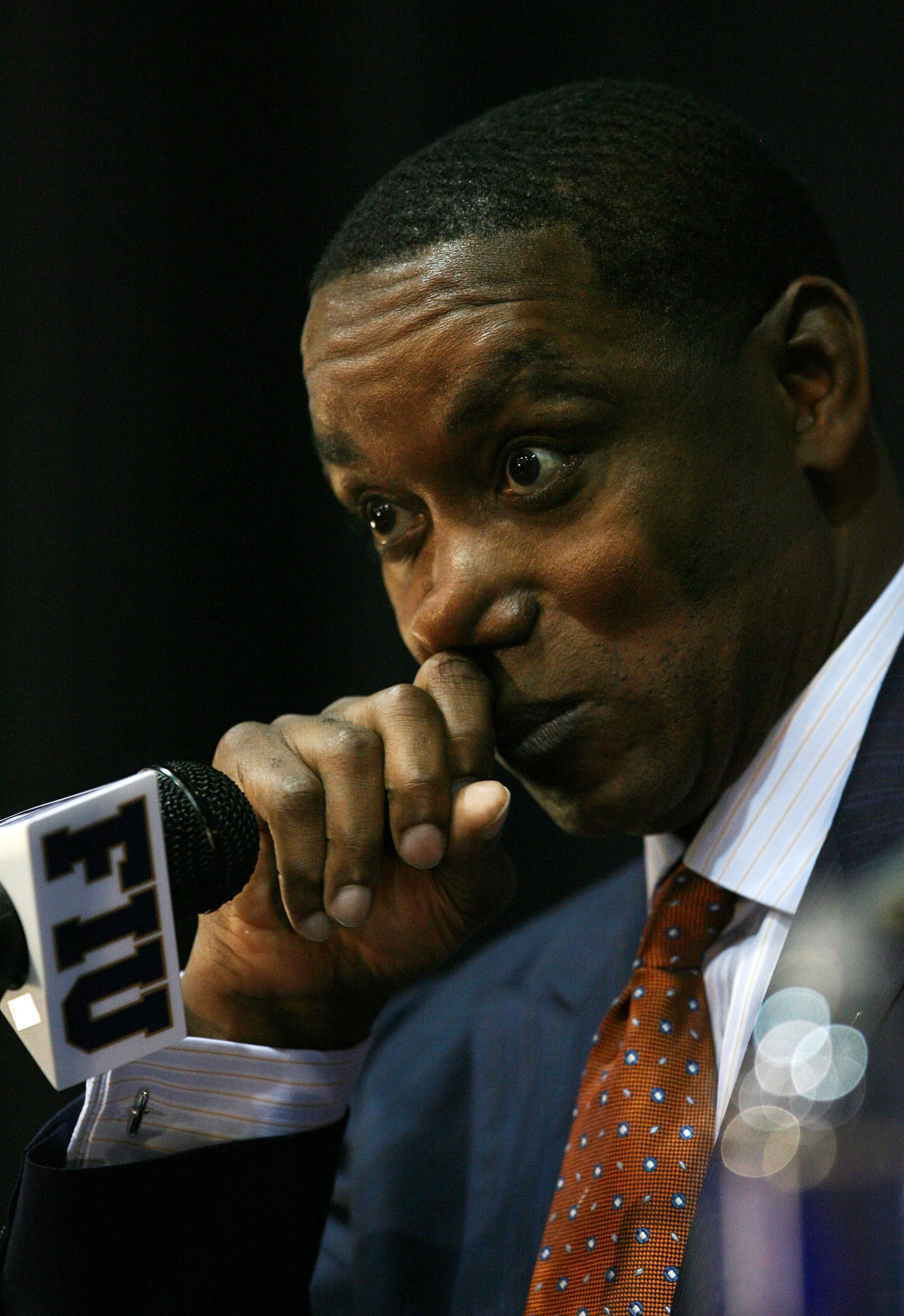 MIAMI - APRIL 15:  Isiah Thomas talks to the media after he was introduced as the new head coach for Florida International Univeristy men's basketball team at U.S.Century Bank Arena on April 15, 2009 in Miami, Florida.  (Photo by Doug Benc/Getty Images)