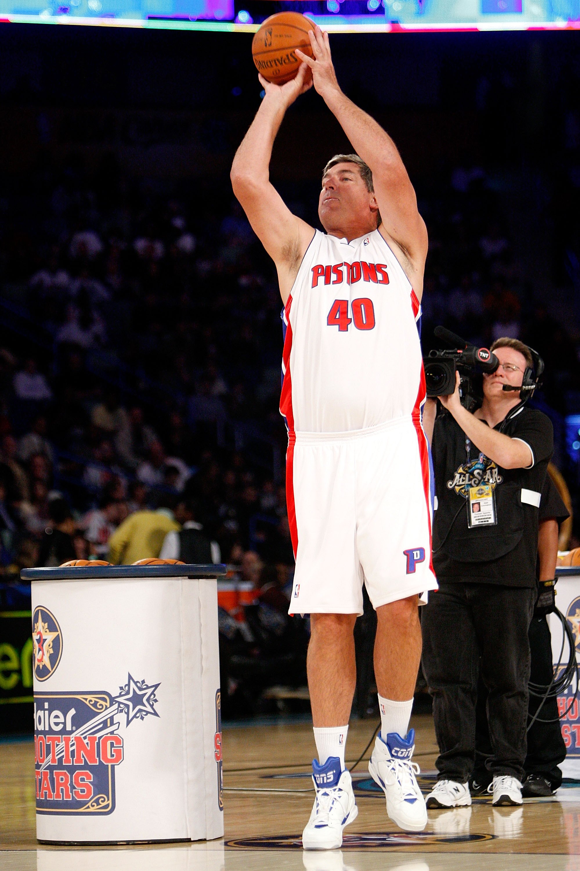 NEW ORLEANS - FEBRUARY 16:  NBA legend Bill Laimbeer participates in the Haier Shooting Stars competition, part of 2008 NBA All-Star Weekend at the New Orleans Arena on February 16, 2008 in New Orleans, Louisiana.  NOTE TO USER: User expressly acknowledge