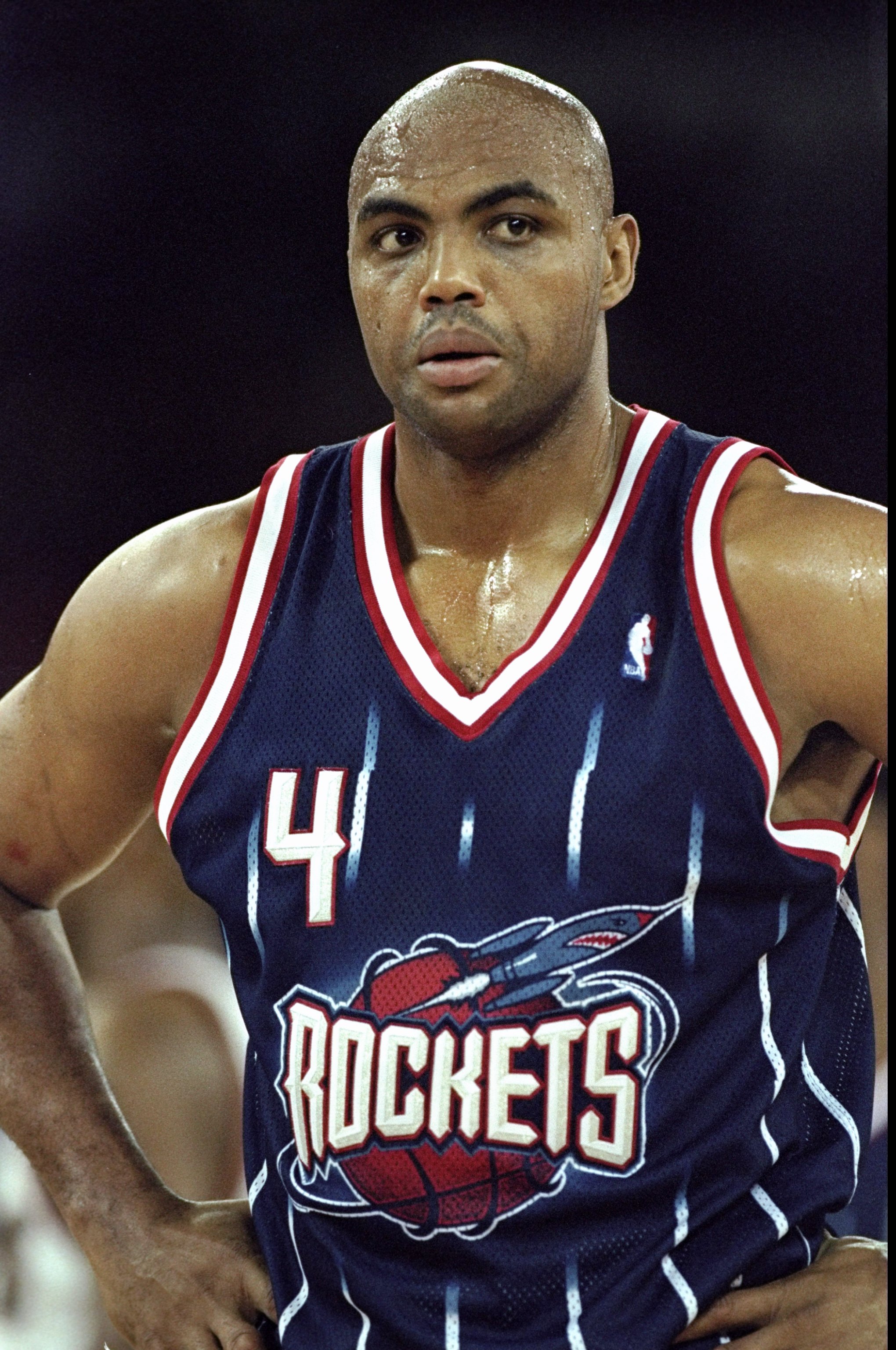 17 Mar 1999:  Charles Barkley #4 of the Houston Rockets looking on during the game against the Denver Nuggets at the McNichols Arena in Denver, Colorado. The Rockets defeated the Nuggets 114-103.   Mandatory Credit: Brian Bahr  /Allsport