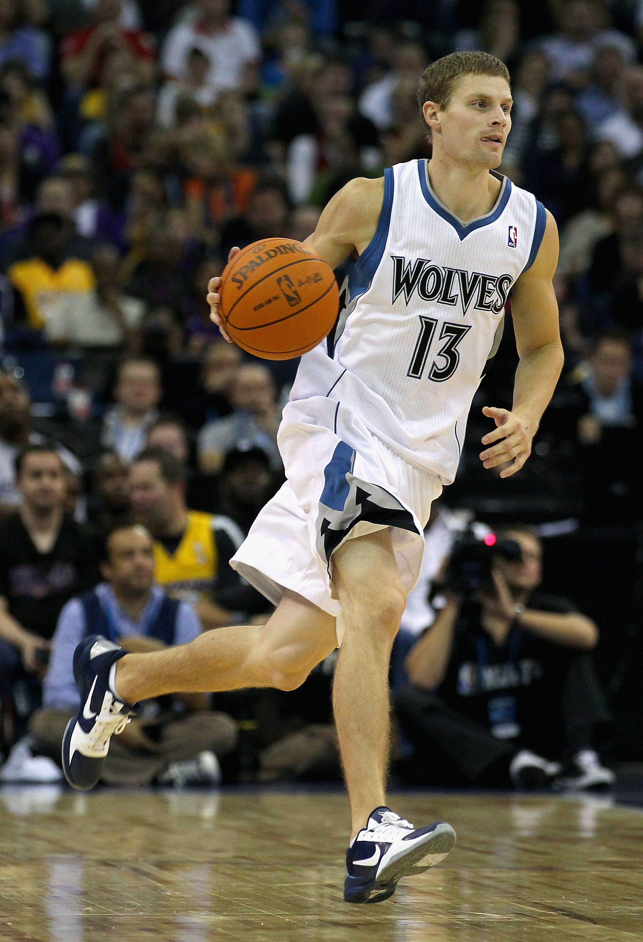 LONDON, ENGLAND - OCTOBER 04:  Luke Ridnour of the Minnesota Timberwolves in action during the NBA Europe Live match between the Los Angeles Lakers and the Minnesota Timberwolves at the O2 arena on October 4, 2010 in London, England.  (Photo by Clive Rose