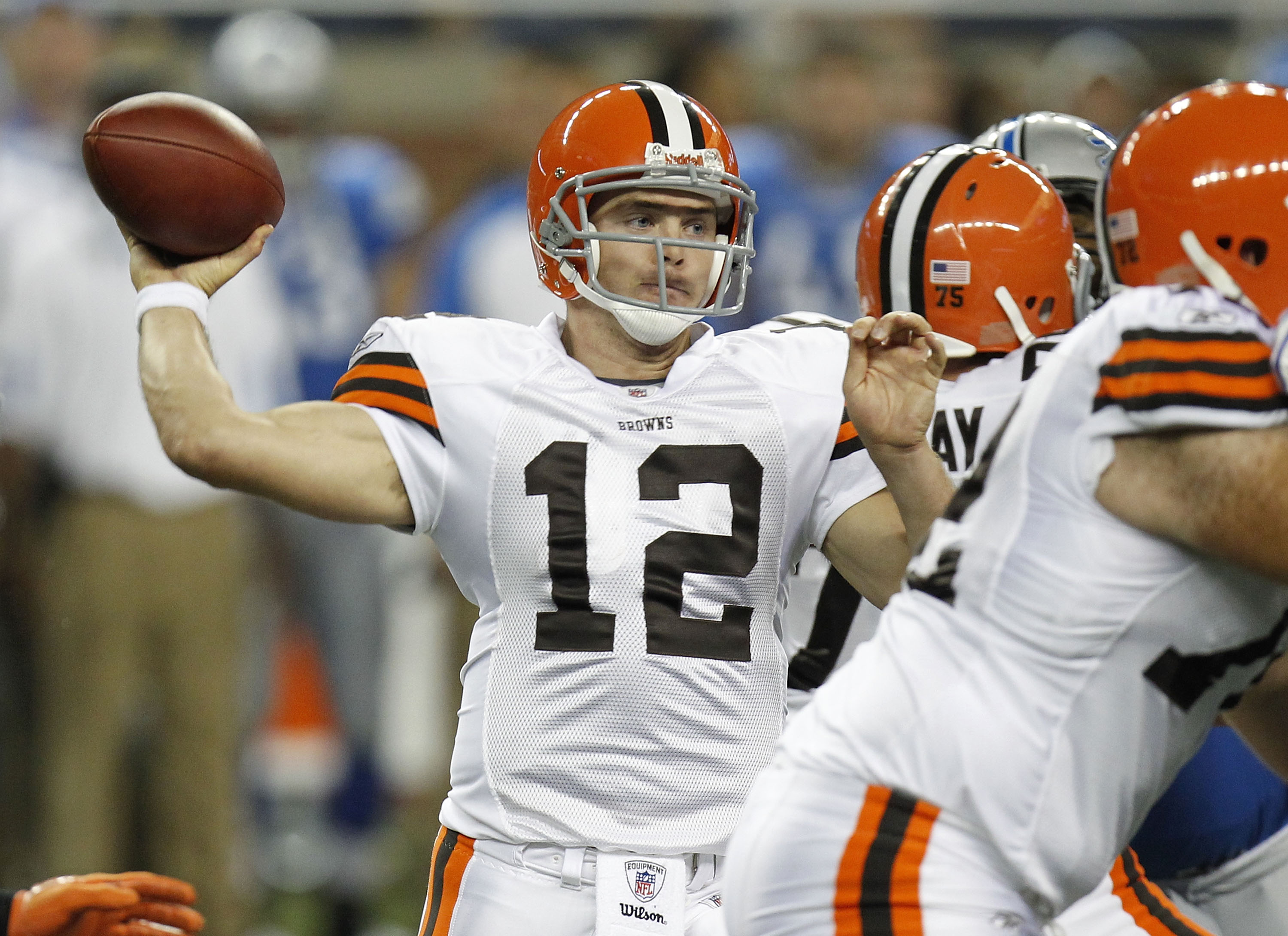 Cleveland Brown QB Charlie Frye throws a pass in the fourth