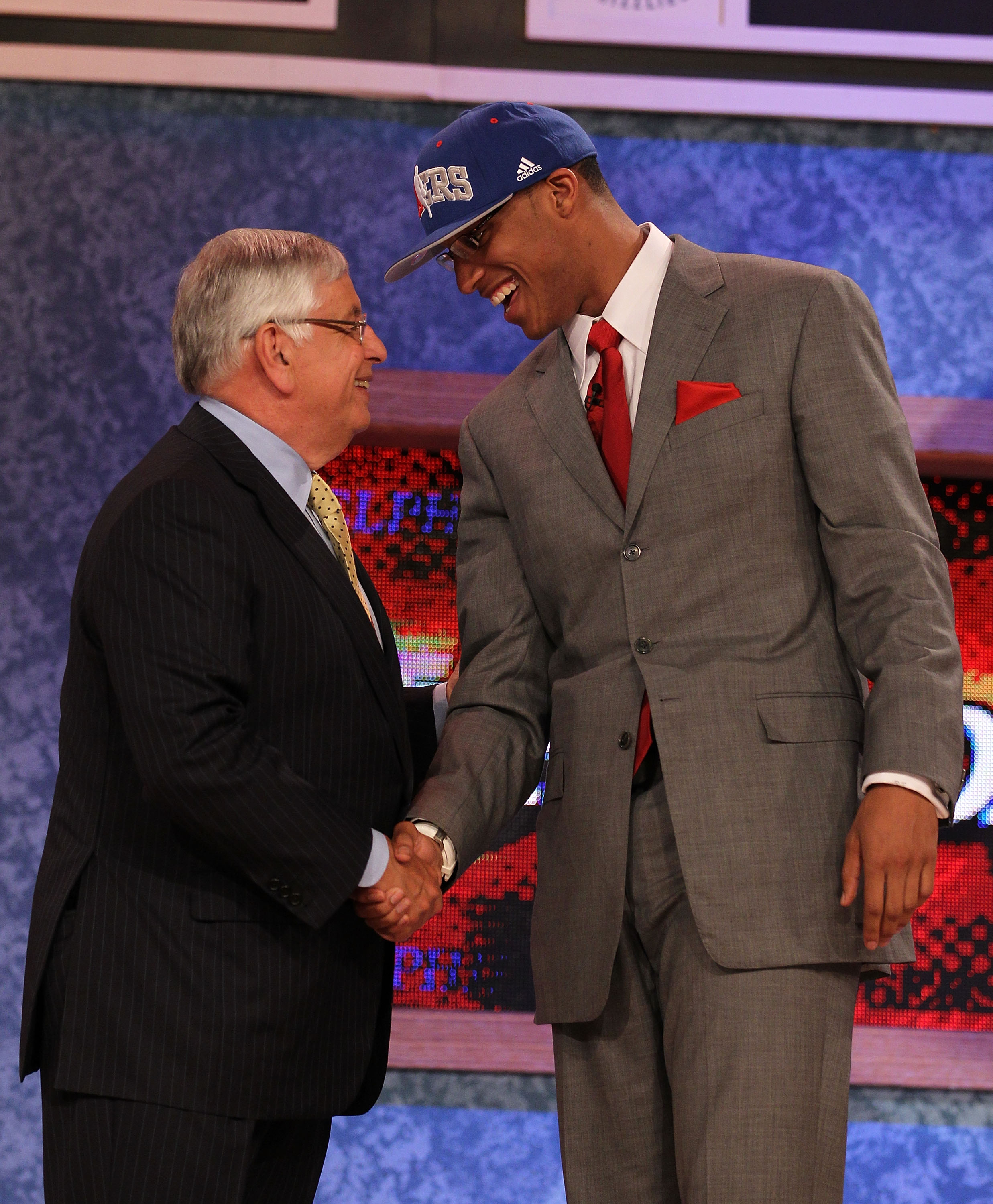 NEW YORK - JUNE 24:  Evan Turner of Ohio State stands with NBA Commisioner David Stern after being drafted second overall by  the Philadelphia 76ers at Madison Square Garden on June 24, 2010 in New York City.  NOTE TO USER: User expressly acknowledges and
