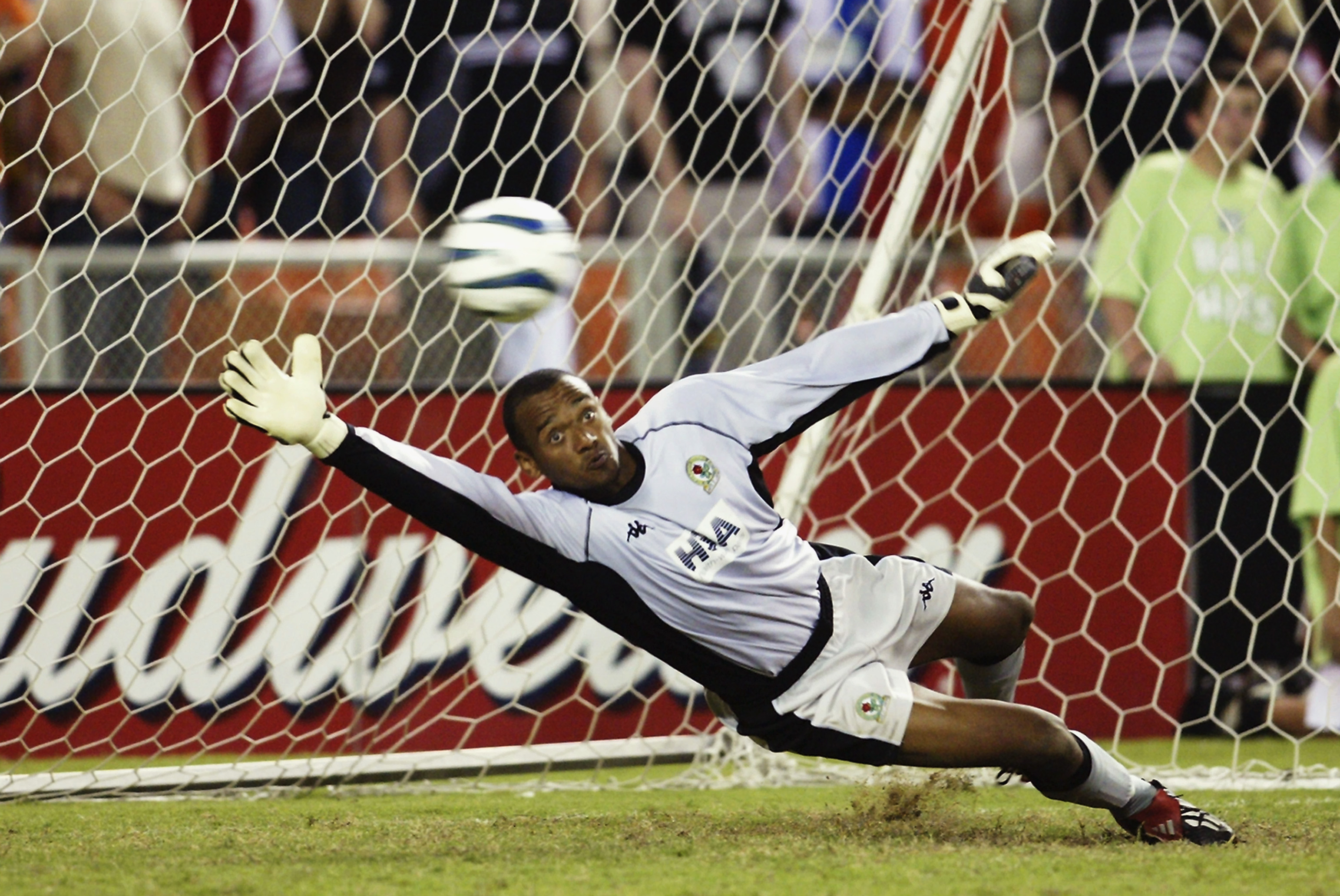 WASHINGTON - JULY 23:  David Yelldell of Blackburn Rovers makes a save during the Pre-Season Friendly match between DC United and Blackburn Rovers held on July 23, 2003 at the RFK Stadium, in Washington DC. The match ended in a 1-1 draw, DC United won the