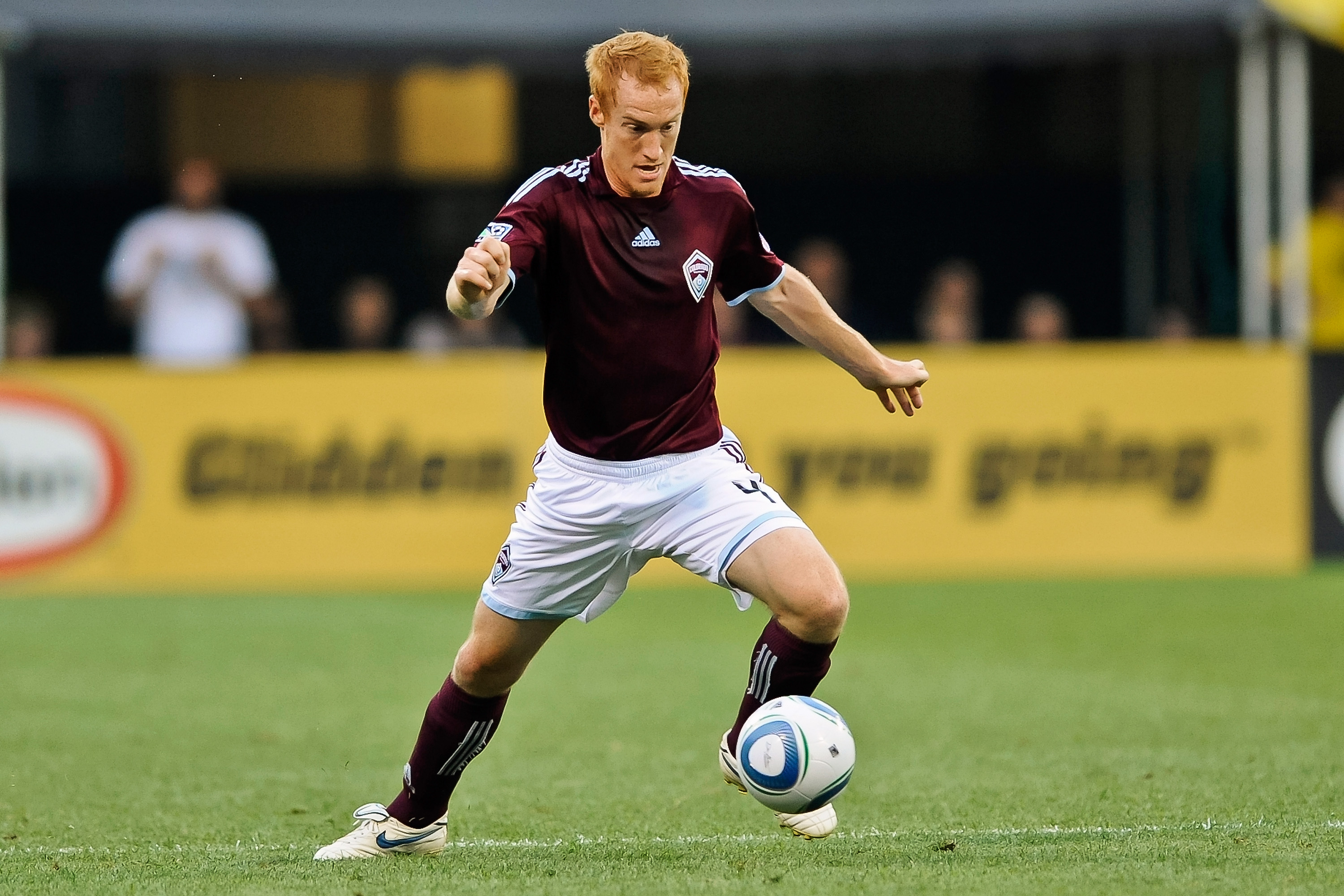 COLUMBUS, OH - AUGUST 21:  Jeff Larentowicz #4 of the Colorado Rapids controls the ball against the Columbus Crew on August 21, 2010 at Crew Stadium in Columbus, Ohio.  (Photo by Jamie Sabau/Getty Images)
