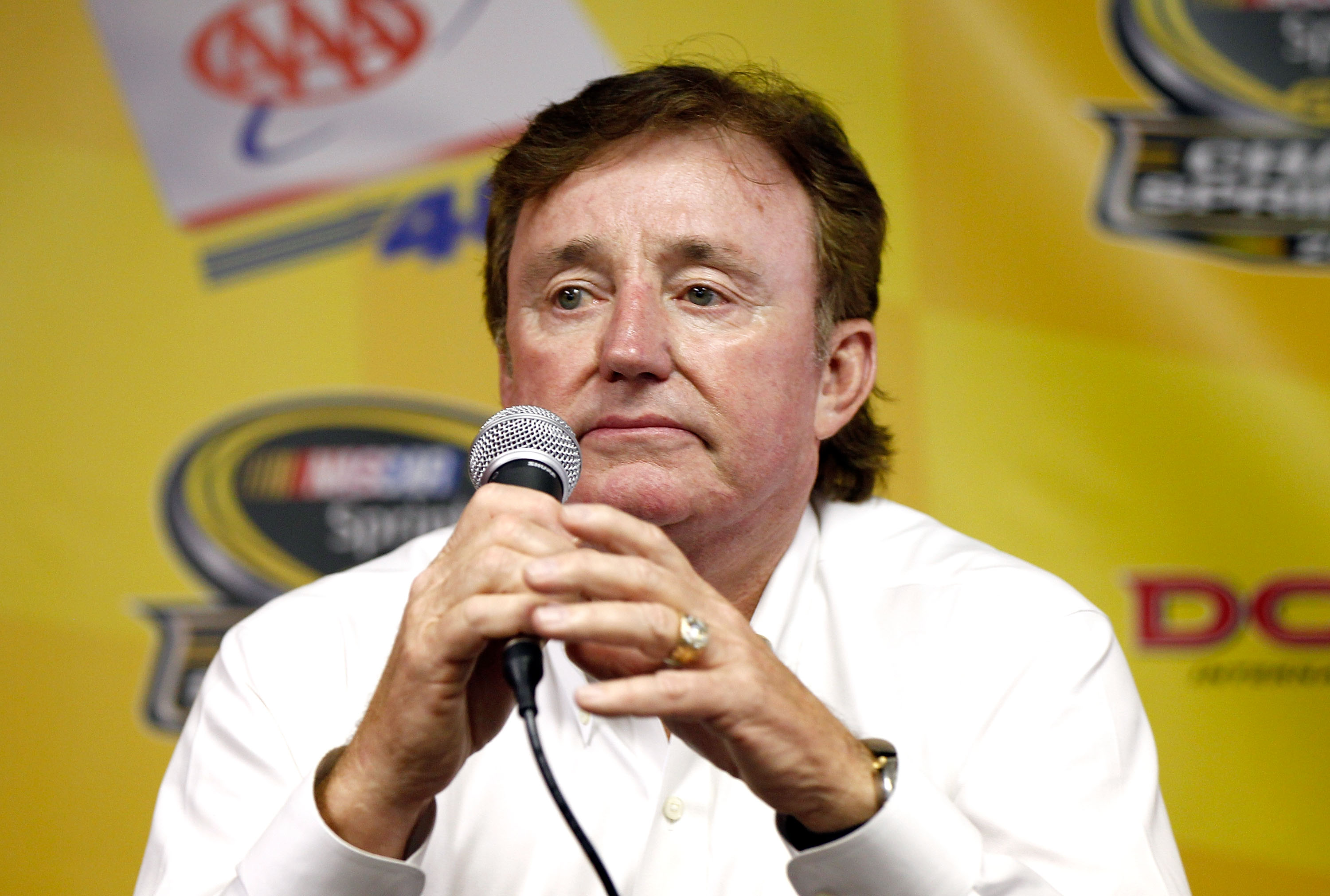 DOVER, DE - SEPTEMBER 24:  Team owner Richard Childress speaks to the media after practice for the NASCAR Sprint Cup Series AAA 400 at Dover International Speedway on September 24, 2010 in Dover, Delaware.  (Photo by Jeff Zelevansky/Getty Images for NASCA