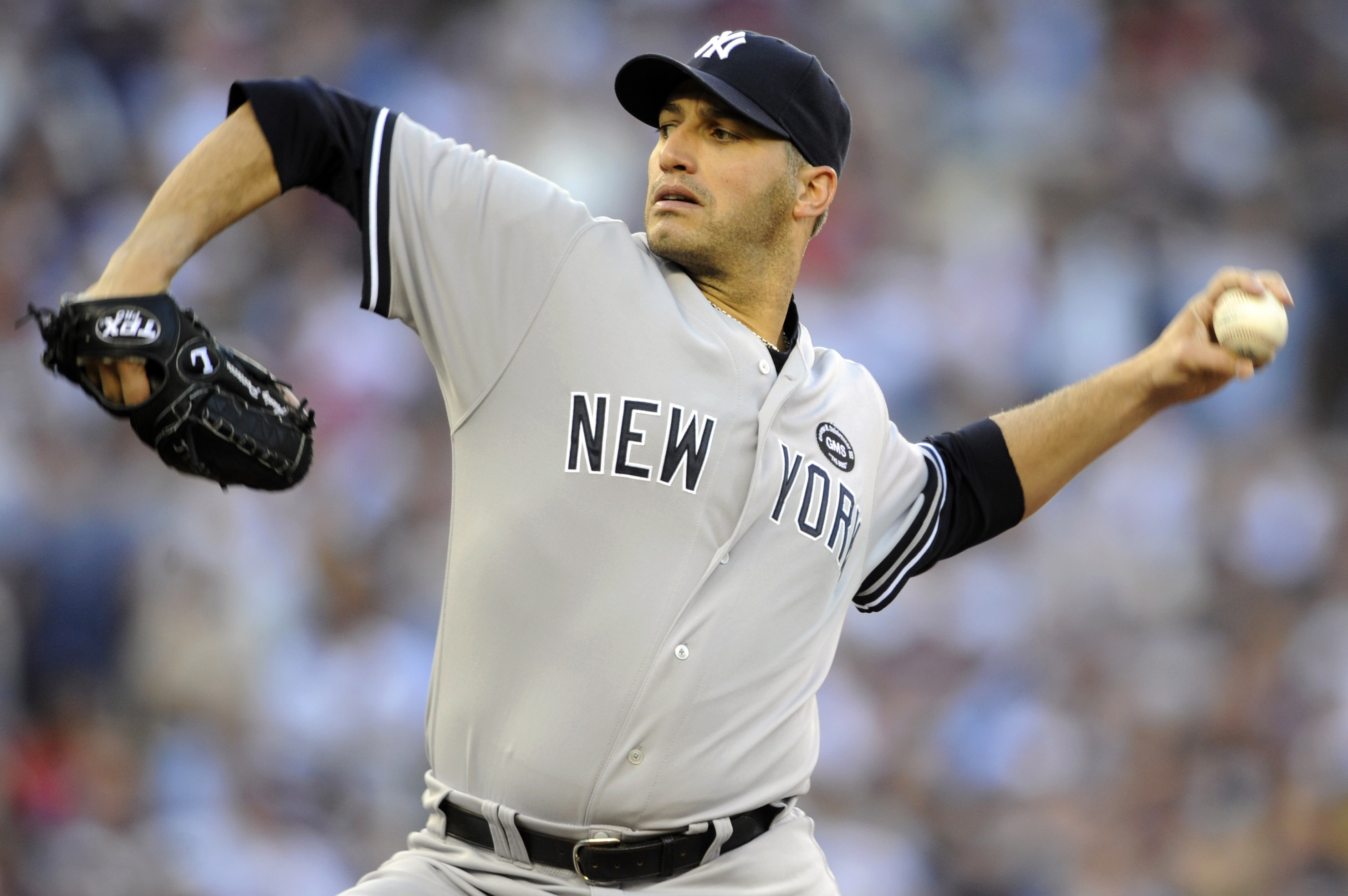 MINNEAPOLIS, MN - OCTOBER 7: Andy Pettitte #46 of the New York Yankees pitches during game two of the ALDS game against the Minnesota Twins on October 7, 2010 at Target Field in Minneapolis, Minnesota.  (Photo by Hannah Foslien/Getty Images)