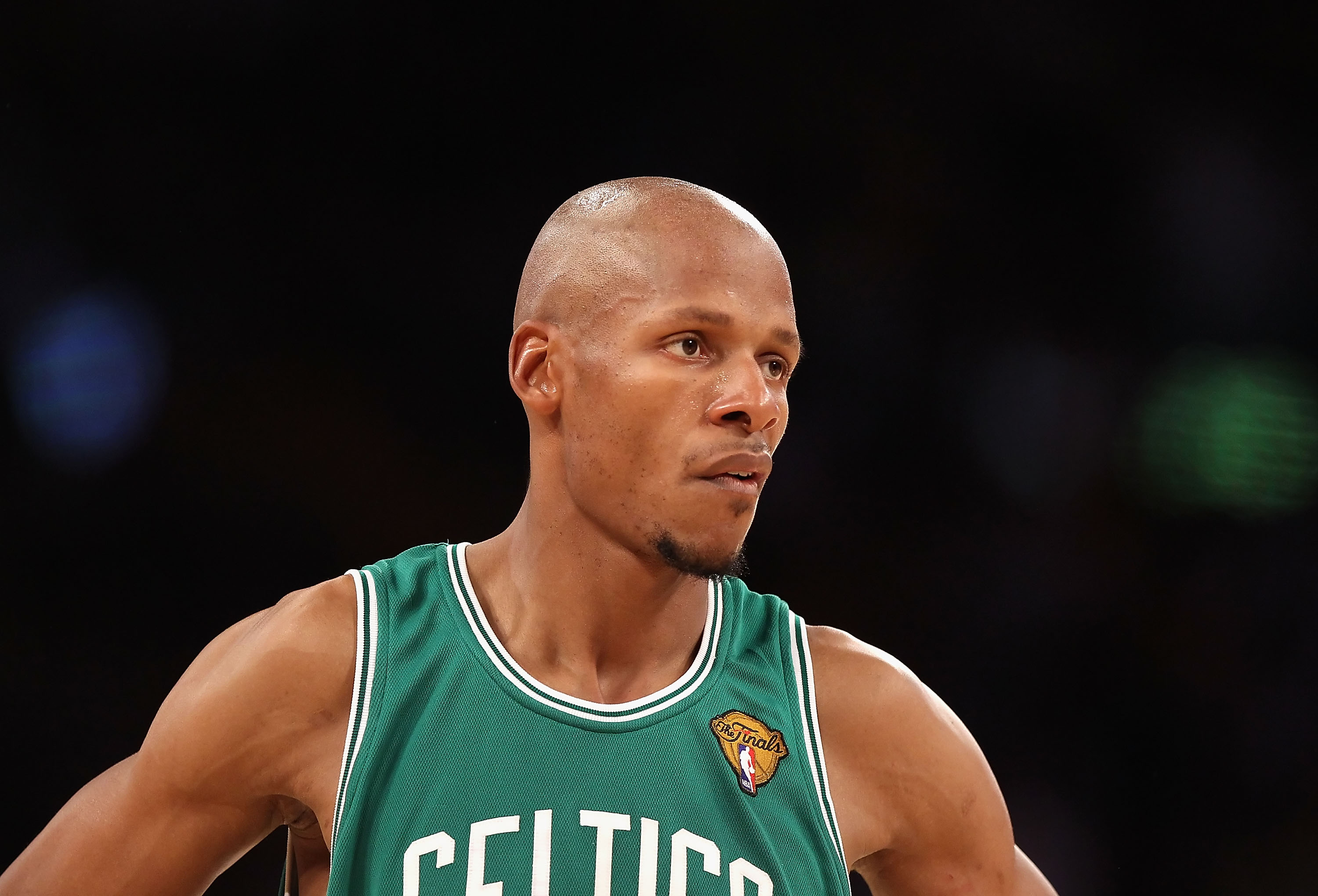 LOS ANGELES, CA - JUNE 17:  Ray Allen #20 of the Boston Celtics in Game Seven of the 2010 NBA Finals gainst the Los Angeles Lakers at Staples Center on June 17, 2010 in Los Angeles, California.  NOTE TO USER: User expressly acknowledges and agrees that, b