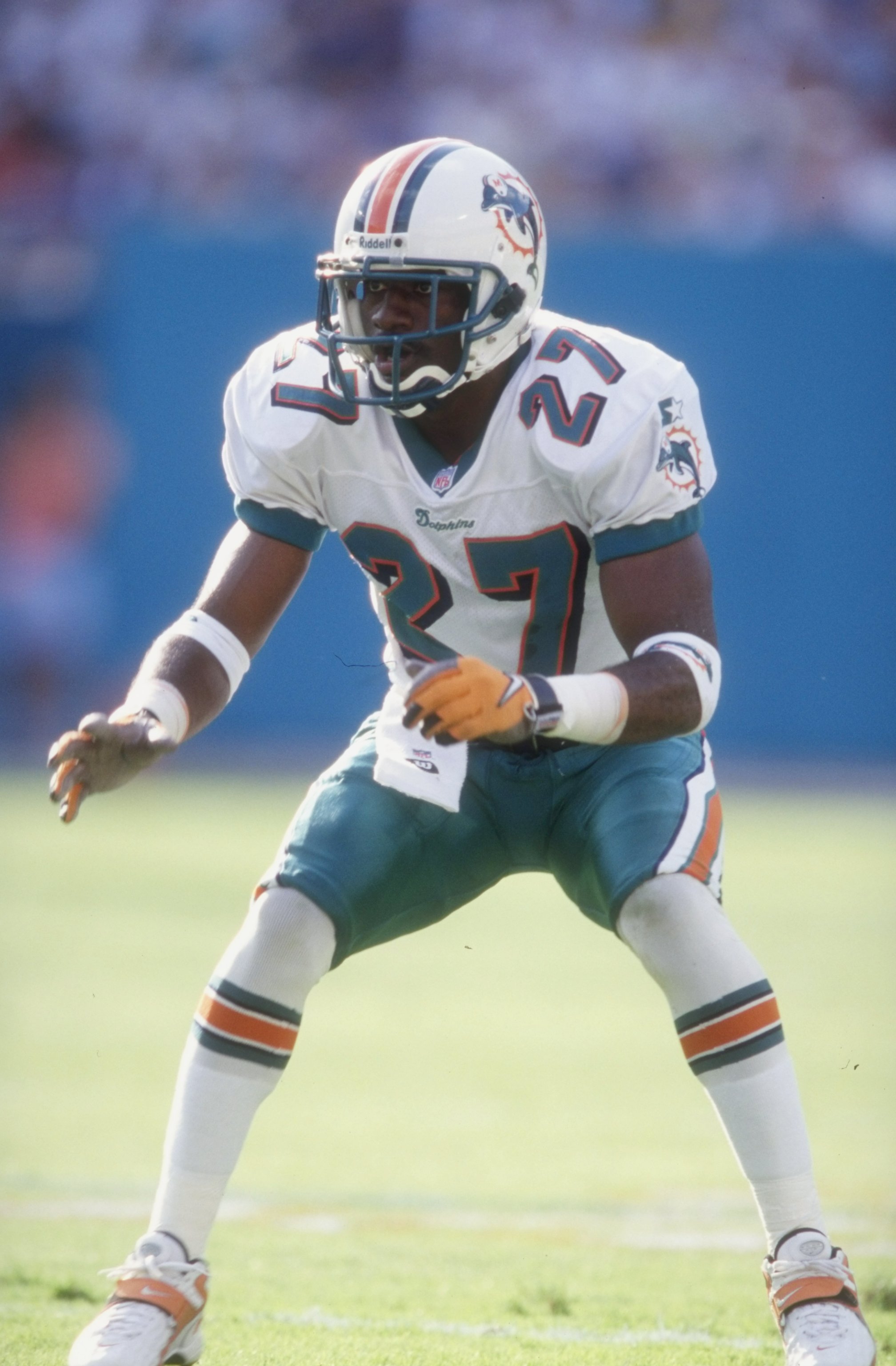 18 Oct 1998:  Cornerback Terrell Buckley #27 of the Miami Dolphins in action during the game against the St. Louis Rams at the Pro Player Stadium in Miami, Florida. The Dolphins defeated the Rams 14-0. Mandatory Credit: Andy Lyons  /Allsport