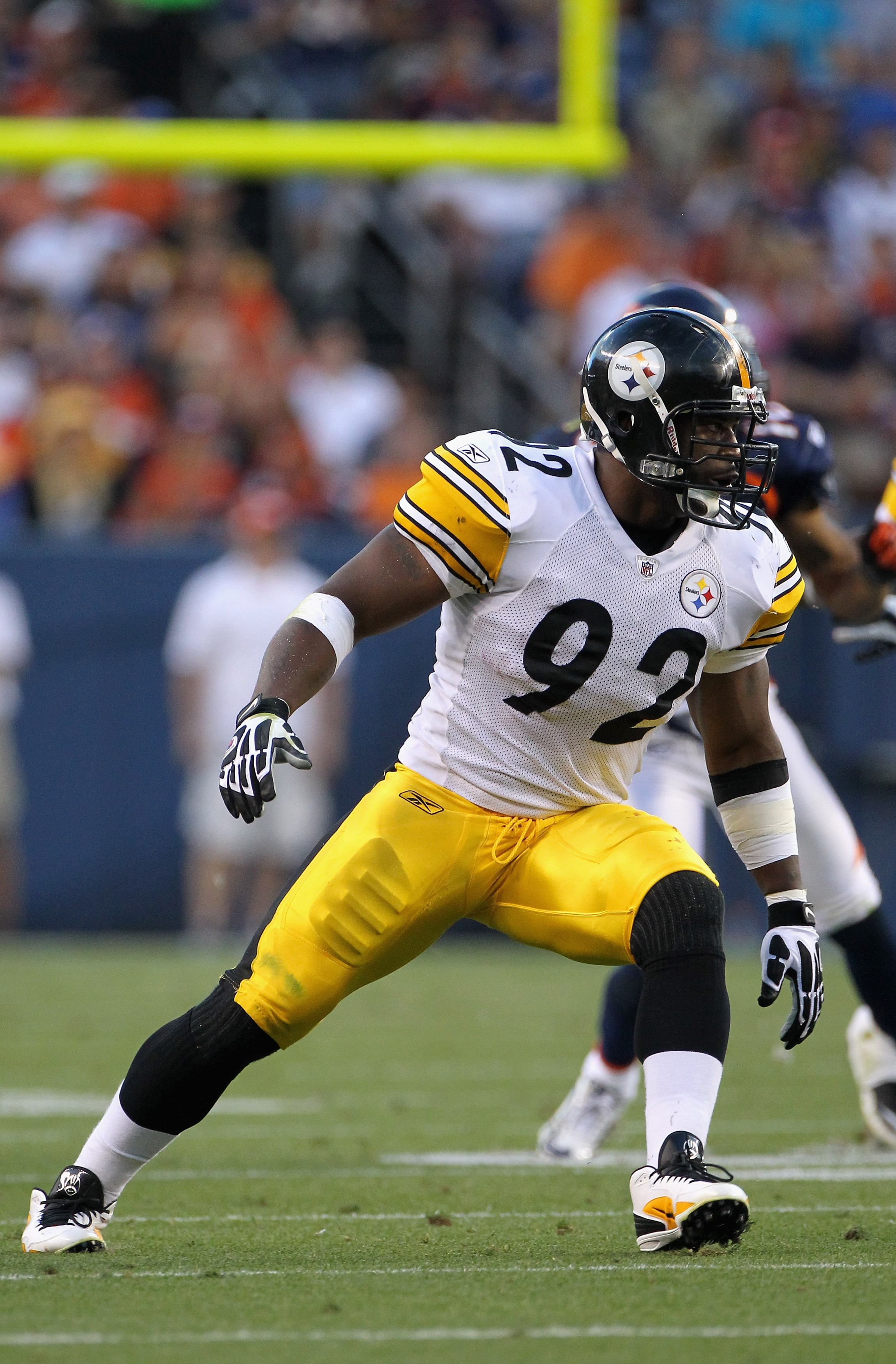 Pittsburgh Steelers linebacker James Harrison (92) slams a