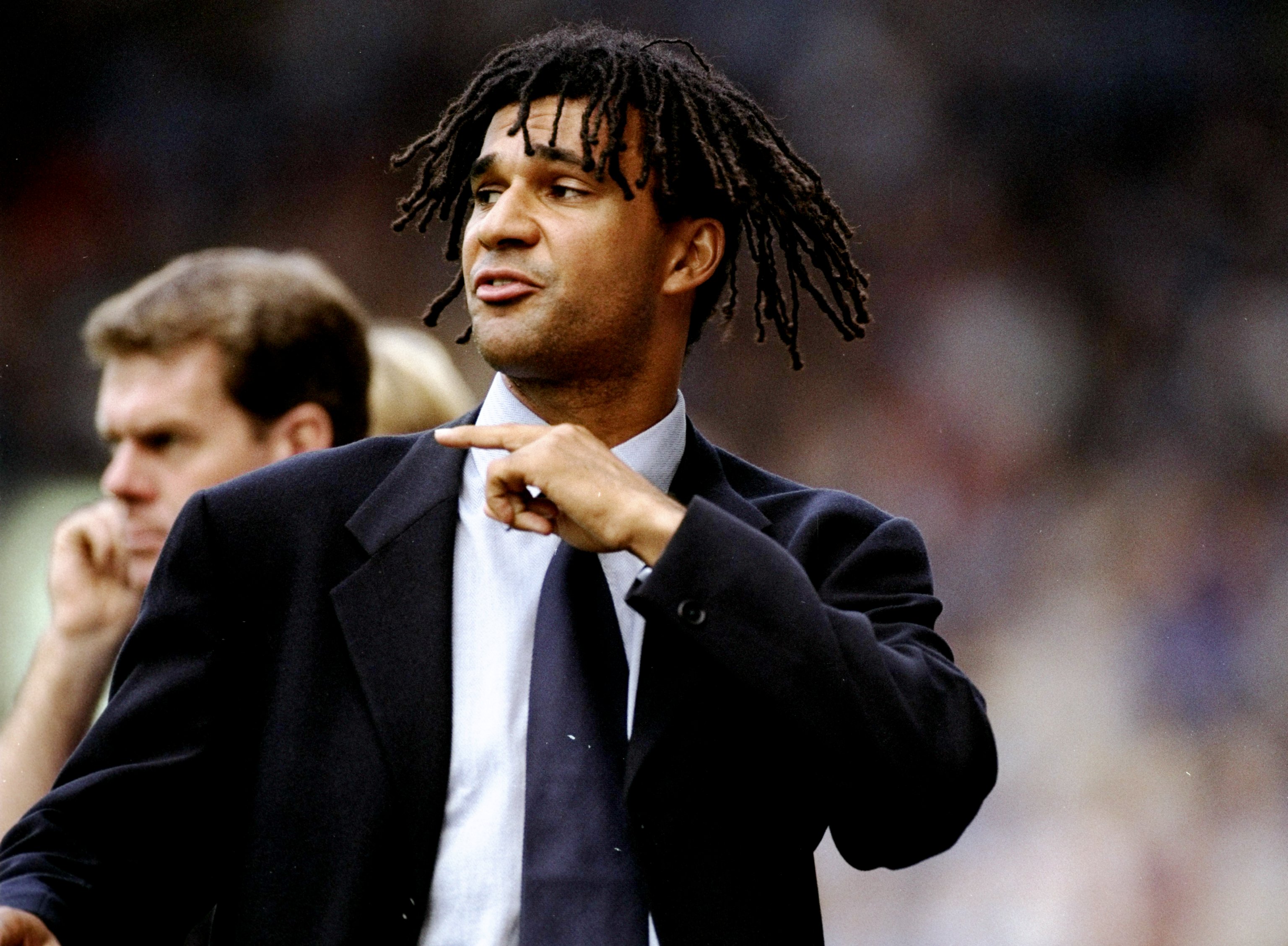 19 Sep 1998:  Ruud Gullit the new manager of Newcastle watches the  action during the FA Carling Premiership match against Coventry at Highfield Road in Coventry, England. Newcastle won the game 5-1. \ Mandatory Credit: Clive Brunskill /Allsport