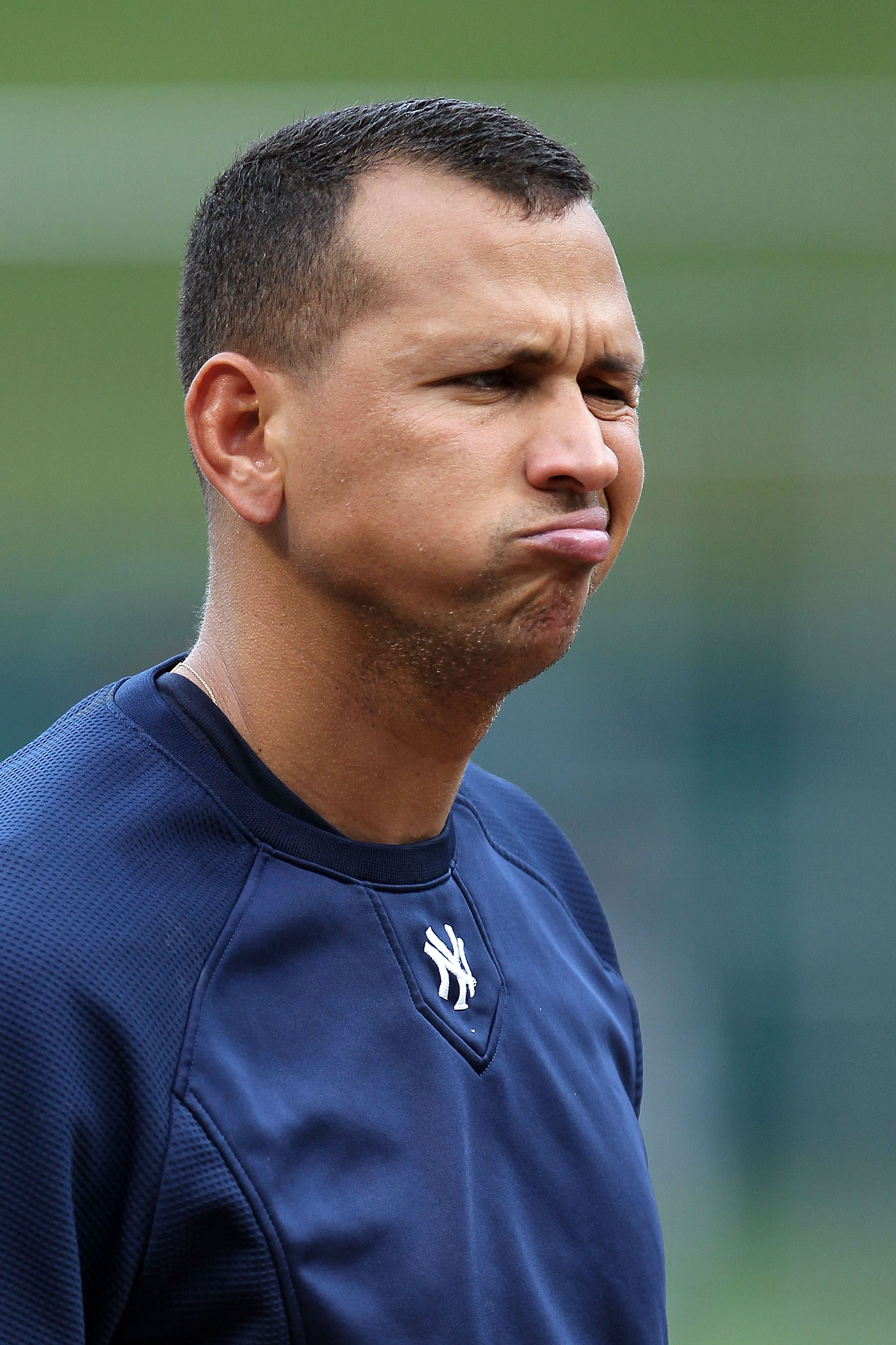 ARLINGTON, TX - OCTOBER 22:  Alex Rodriguez #13 of the New York Yankees looks on during batting practice against the Texas Rangers in Game Six of the ALCS during the 2010 MLB Playoffs at Rangers Ballpark in Arlington on October 22, 2010 in Arlington, Texa