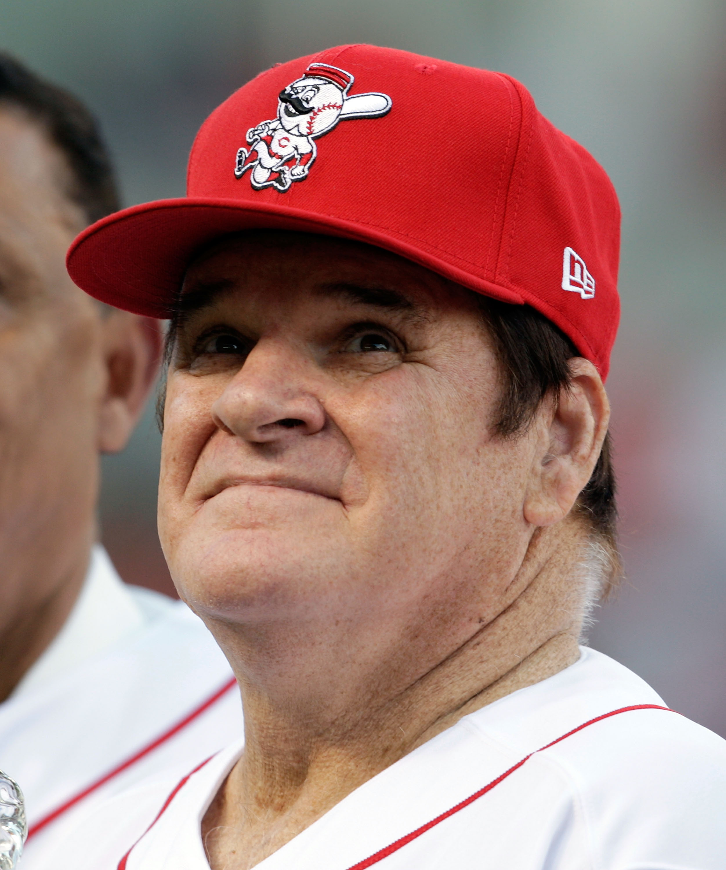 CINCINNATI - SEPTEMBER 11:  Pete Rose takes in the ceremony celebrating the 25th anniversary of his breaking the career hit record of 4,191 . He was honored before the start of the game between the Pittsburg Pirates and the Cincinnati Reds at Great Americ