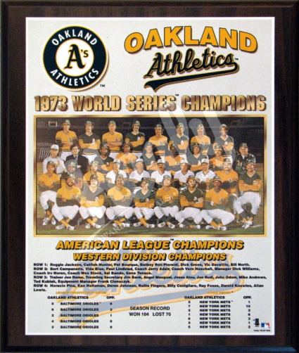 1972 OAKLAND ATHLETICS WORLD SERIES CHAMPIONS TEAM 8X10 PHOTO JACKSON  FINGERS