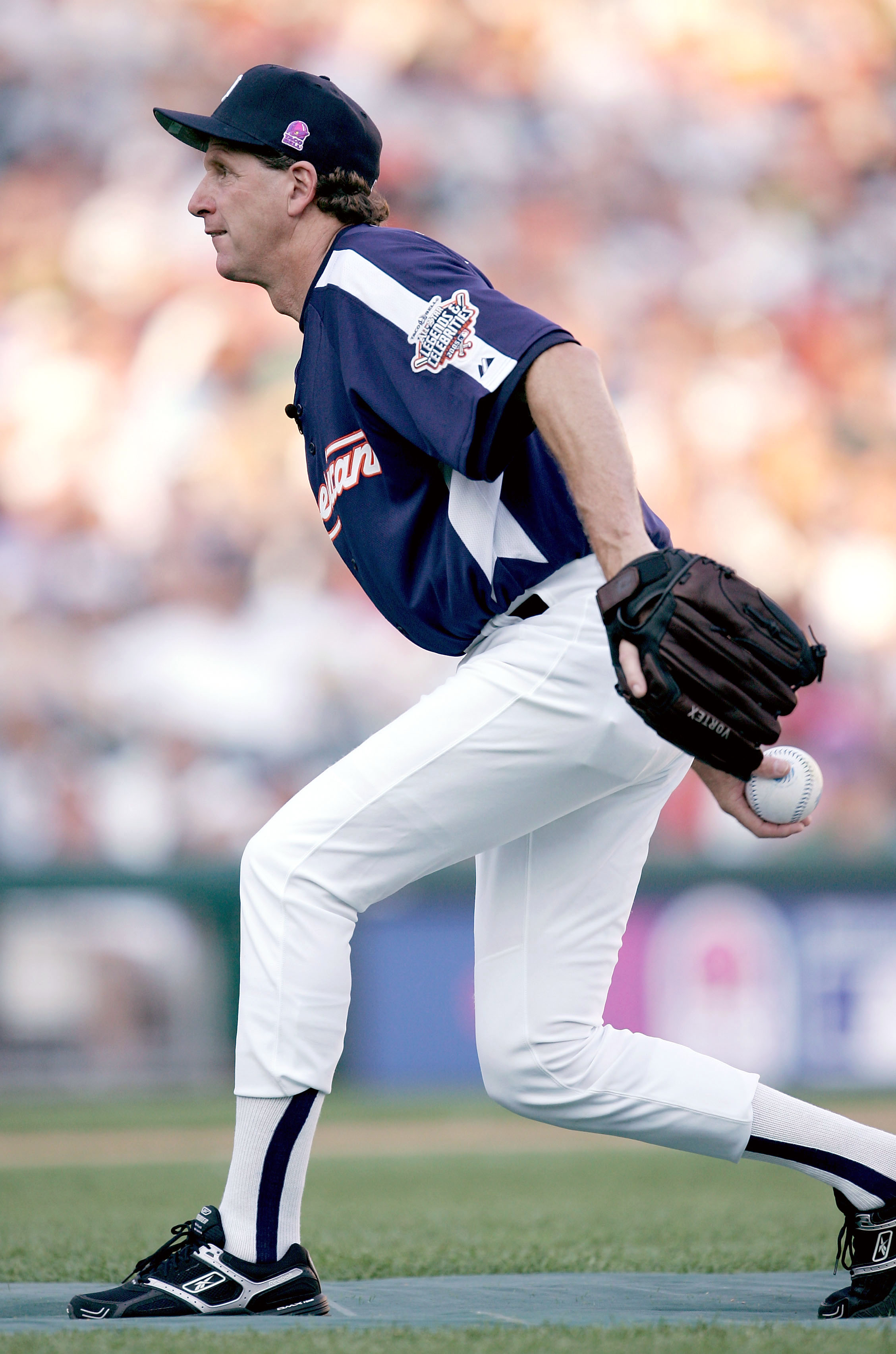 DETROIT - JULY 10:  Former MLB pitcher Mark Fidrych of the Legends Team smiles on the mound during the 2005 Major League Baseball Legends/Celebrity Game at Comerica Park on July 10, 2005 in Detroit, Michigan.  (Photo by Jonathan Daniel/Getty Images)