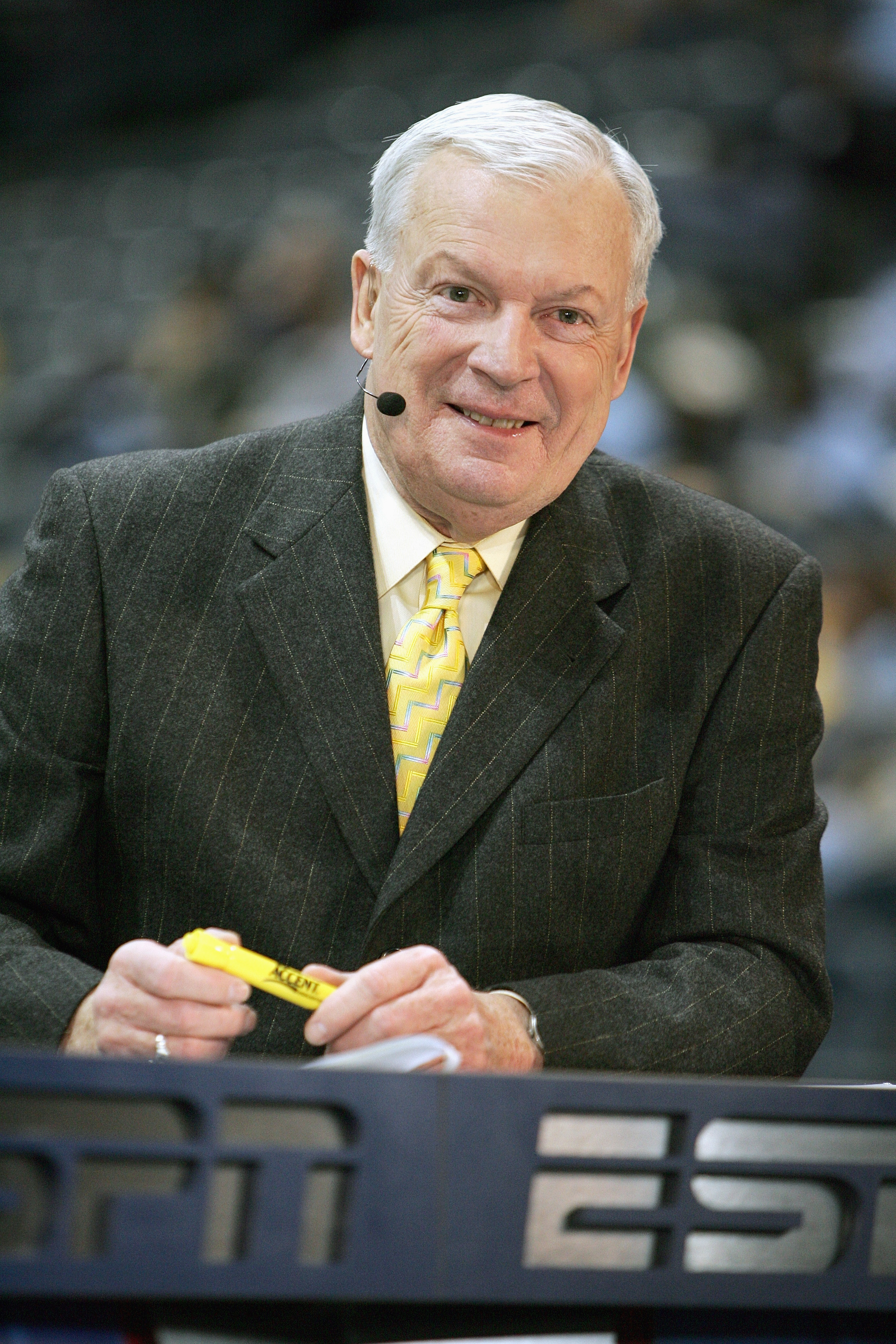 MILWAUKEE - MARCH 3: ESPN college basketball analyst Digger Phelps gives life commentary before the game between the Marquette Golden Eagles and the Pittsburgh Panthers on March 3, 2007 at the Bradley Center in Milwaukee, Wisconsin. (Photo by Jonathan Dan