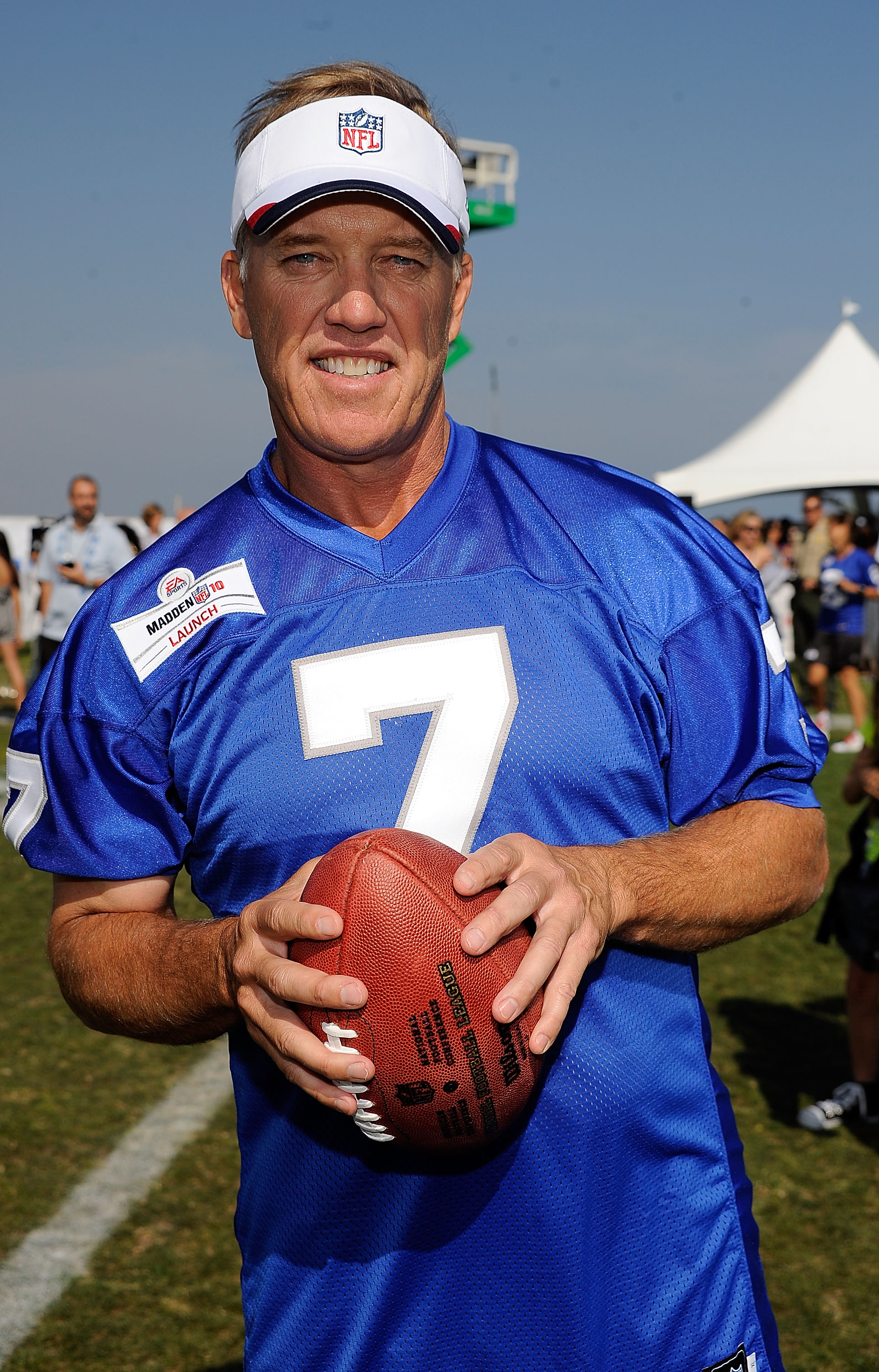 MALIBU, CA - JULY 24:Athlete John Elway takes part in the Madden NFL 10 Pigskiin Pro-Am on Xbox 360 event  on July 24, 2009 in Malibu, California.  (Photo by Frazer Harrison/Getty Images)