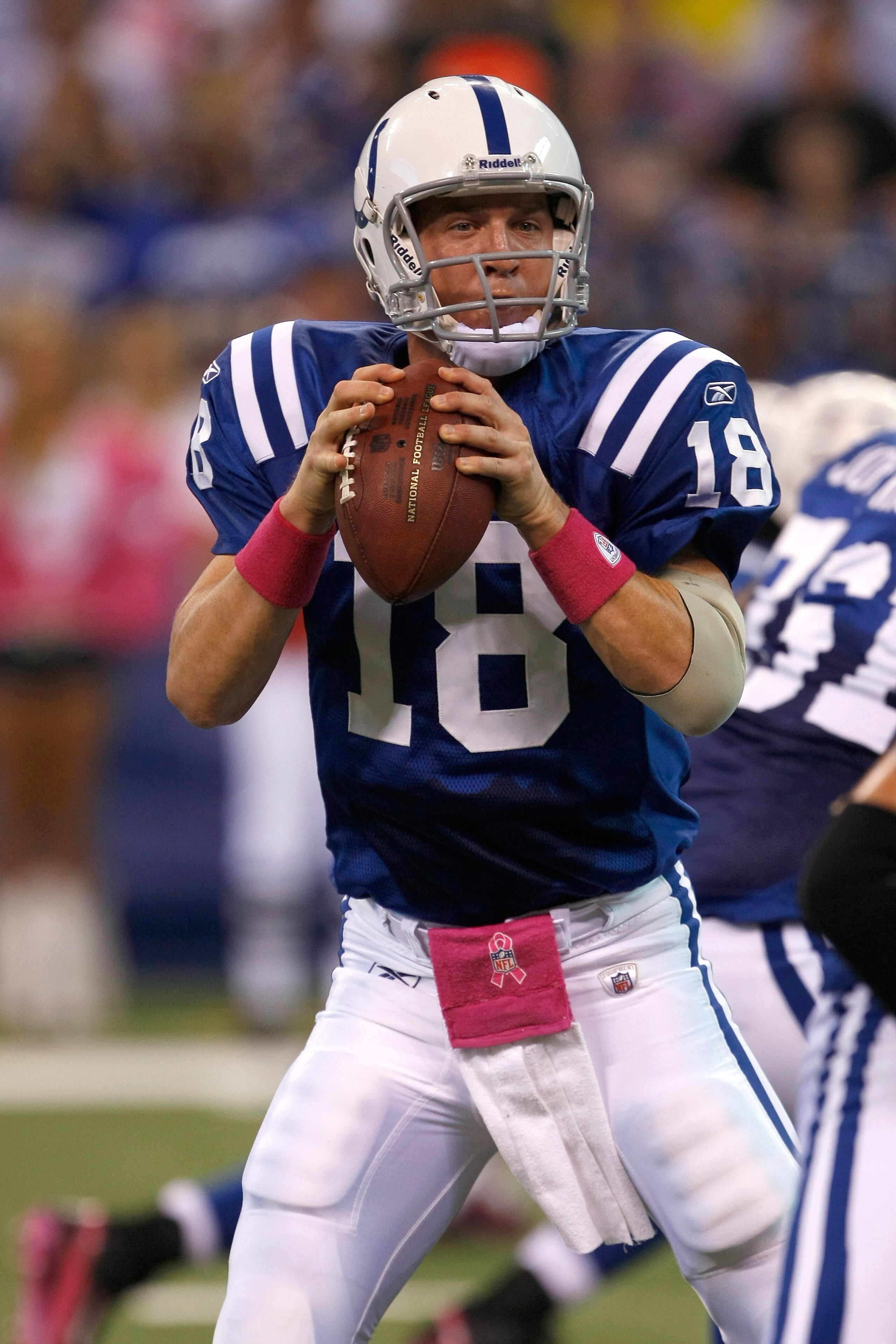 INDIANAPOLIS, IN - OCTOBER 10: Peyton Manning #18 of the Indianapolis Colts passes the football against the Kansas City Chiefs at Lucas Oil Stadium on October 10, 2010 in Indianapolis, Indiana. (Photo by Scott Boehm/Getty Images) INDIANAPOLIS, IN - OCTOBER 10: Peyton Manning #18 of the Indianapolis Colts passes the football against the Kansas City Chiefs at Lucas Oil Stadium on October 10, 2010 in Indianapolis, Indiana. (Photo by Scott Boehm/Getty Images)