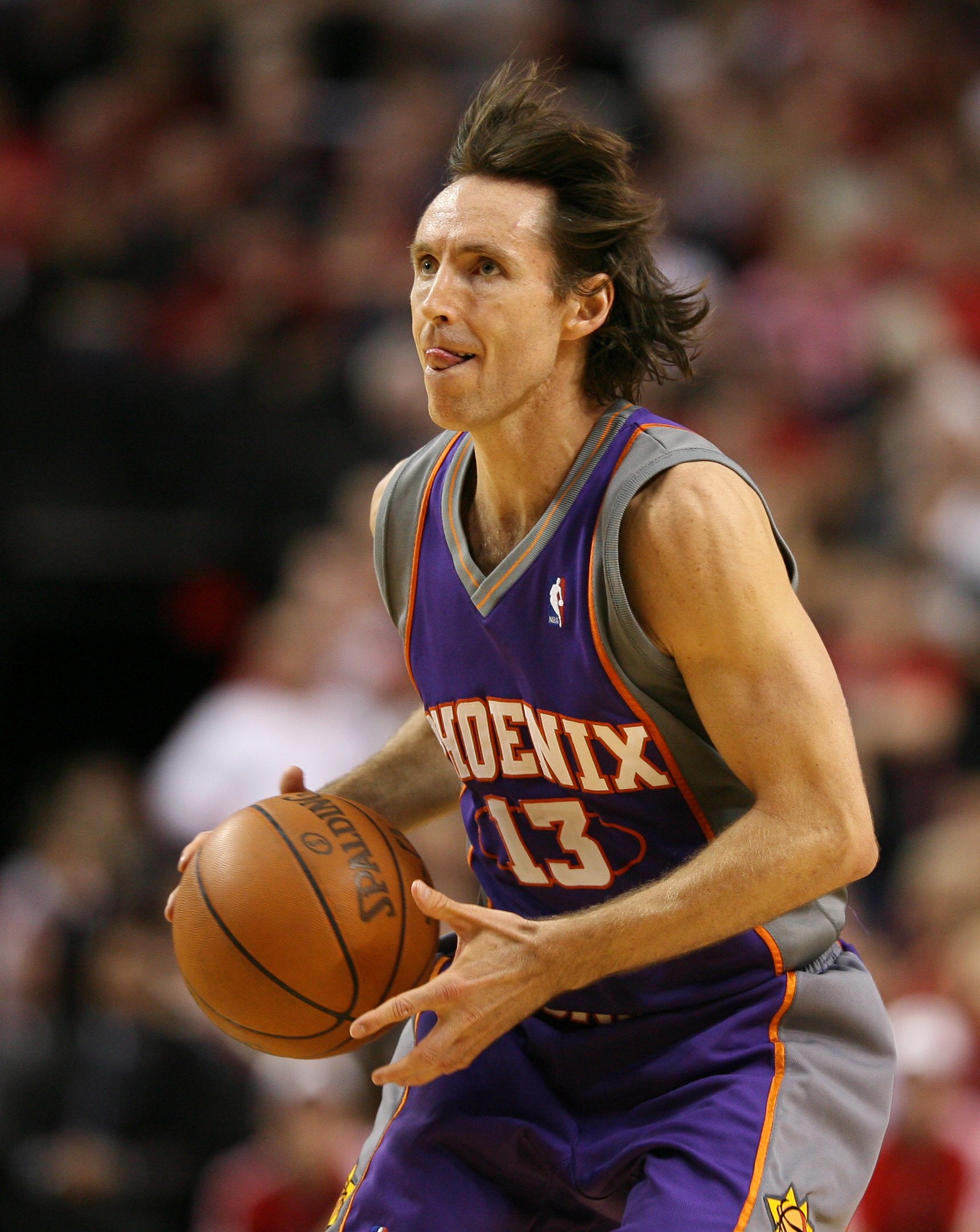 PORTLAND, OR - APRIL 29: Steve Nash #13 of the Phoenix Suns in action against the Portland Trail Blazers during Game Six of the Western Conference Quarterfinals of the NBA Playoffs on April 29, 2010 at the Rose Garden in Portland, Oregon. The Suns defeat