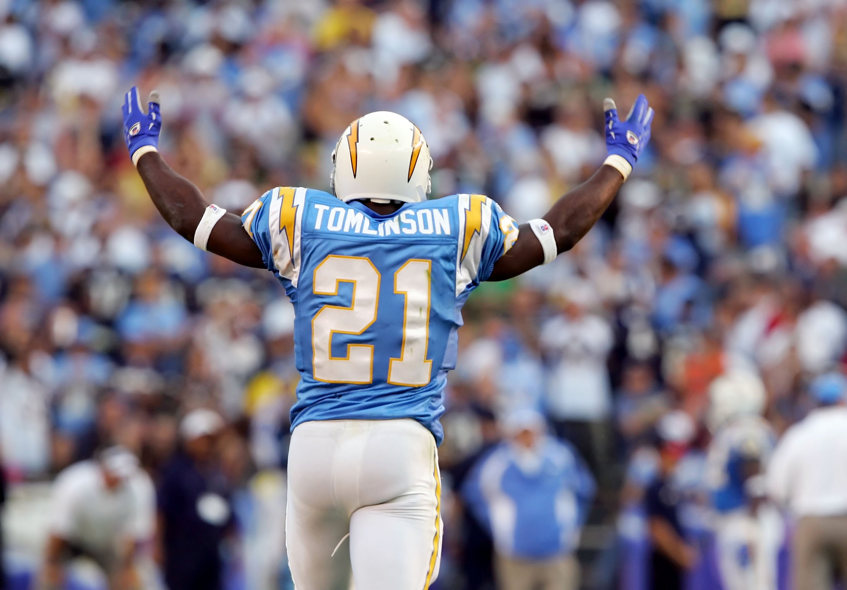 LaDainian Tomlinson San Diego Chargers Autographed 8 x 10 Powder Blue  Jersey Running Photograph