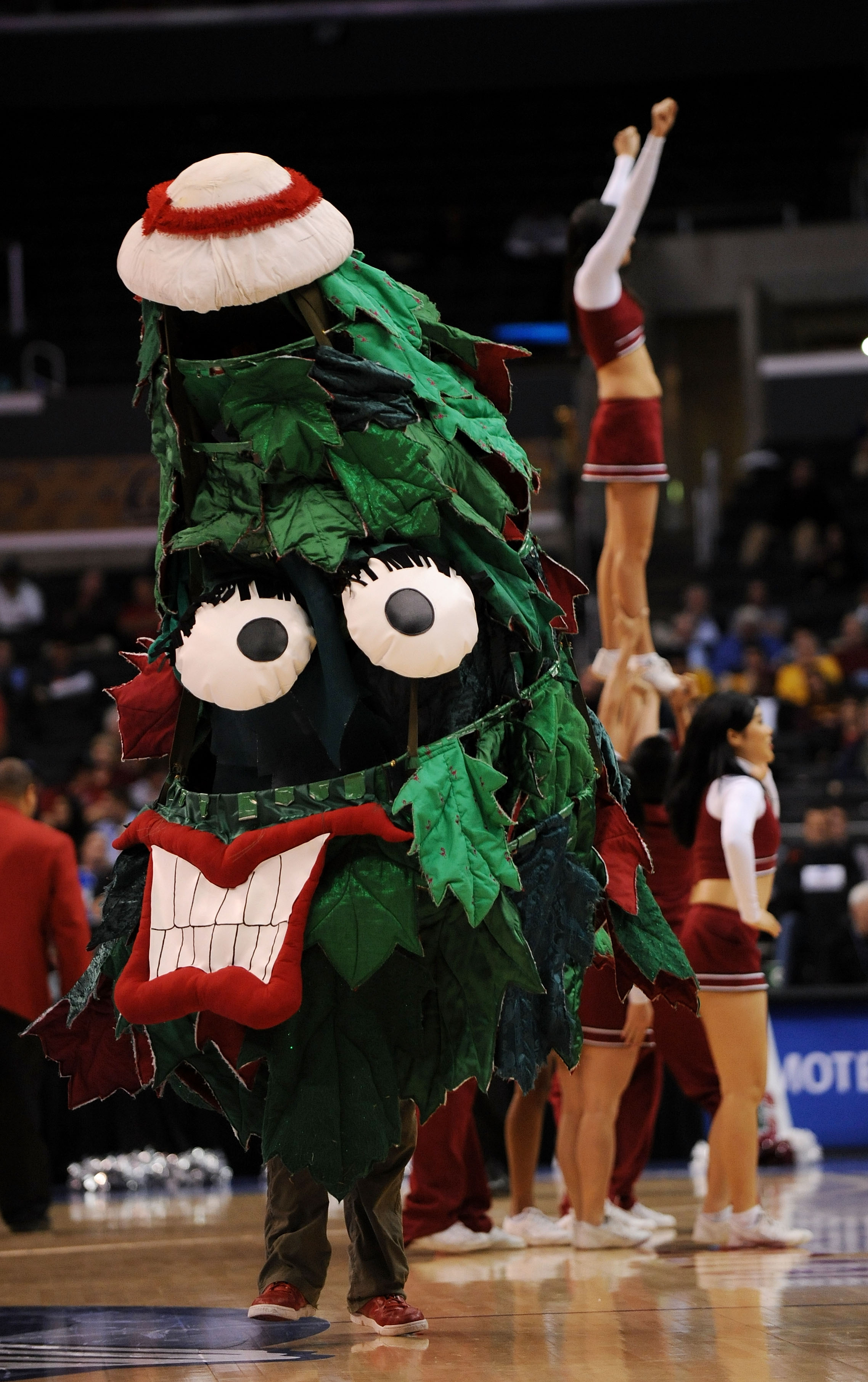 LOS ANGELES, CA - MARCH 12:  The Stanford Cardinal Tree performs on the court during the game against the Washington Huskies in the Pacific Life Pac-10 Men's Basketball Tournament at the Staples Center on March 12, 2009 in Los Angeles, California.  (Photo