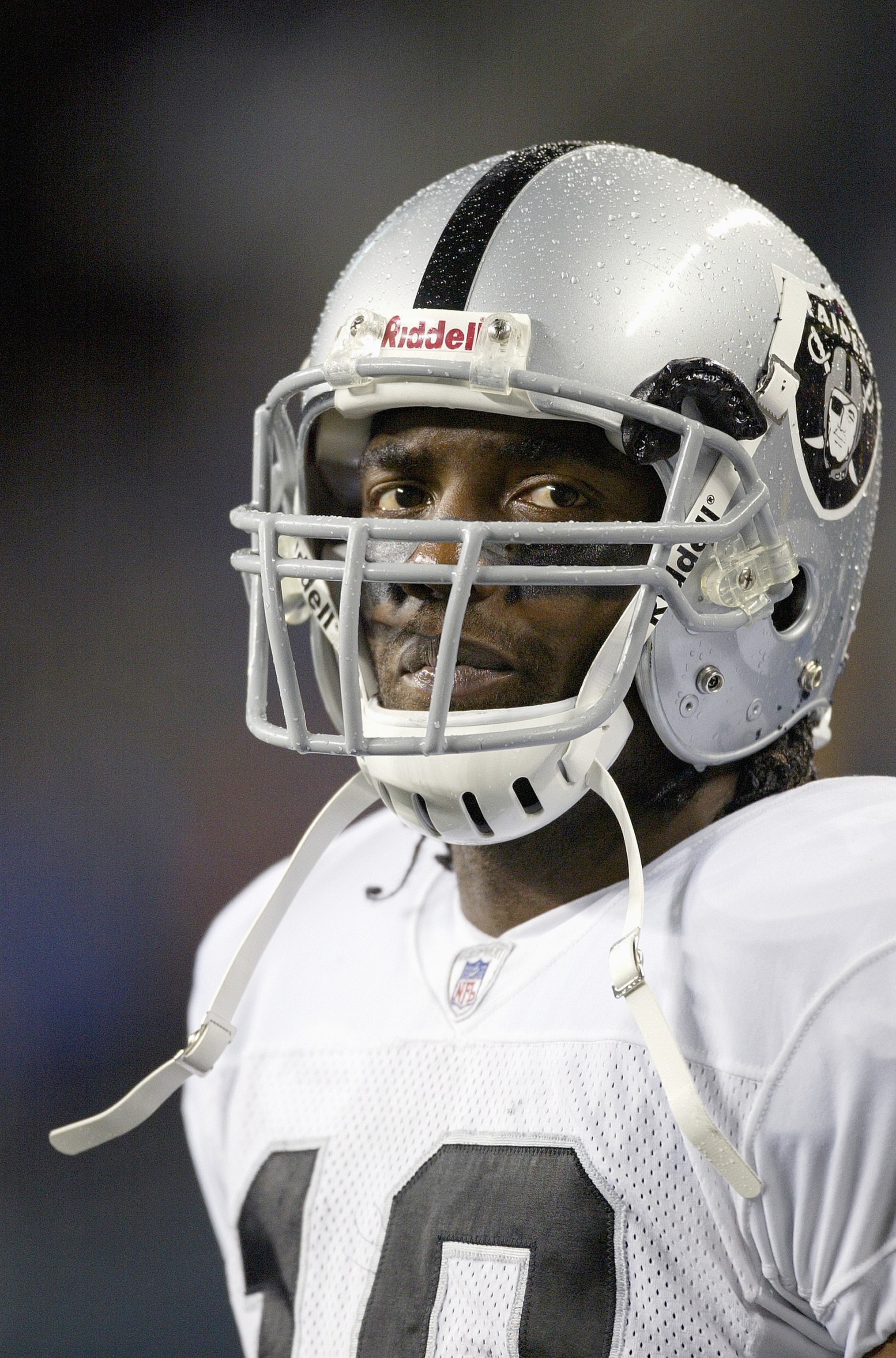 Randy Moss of the Oakland Raiders in action during a game against