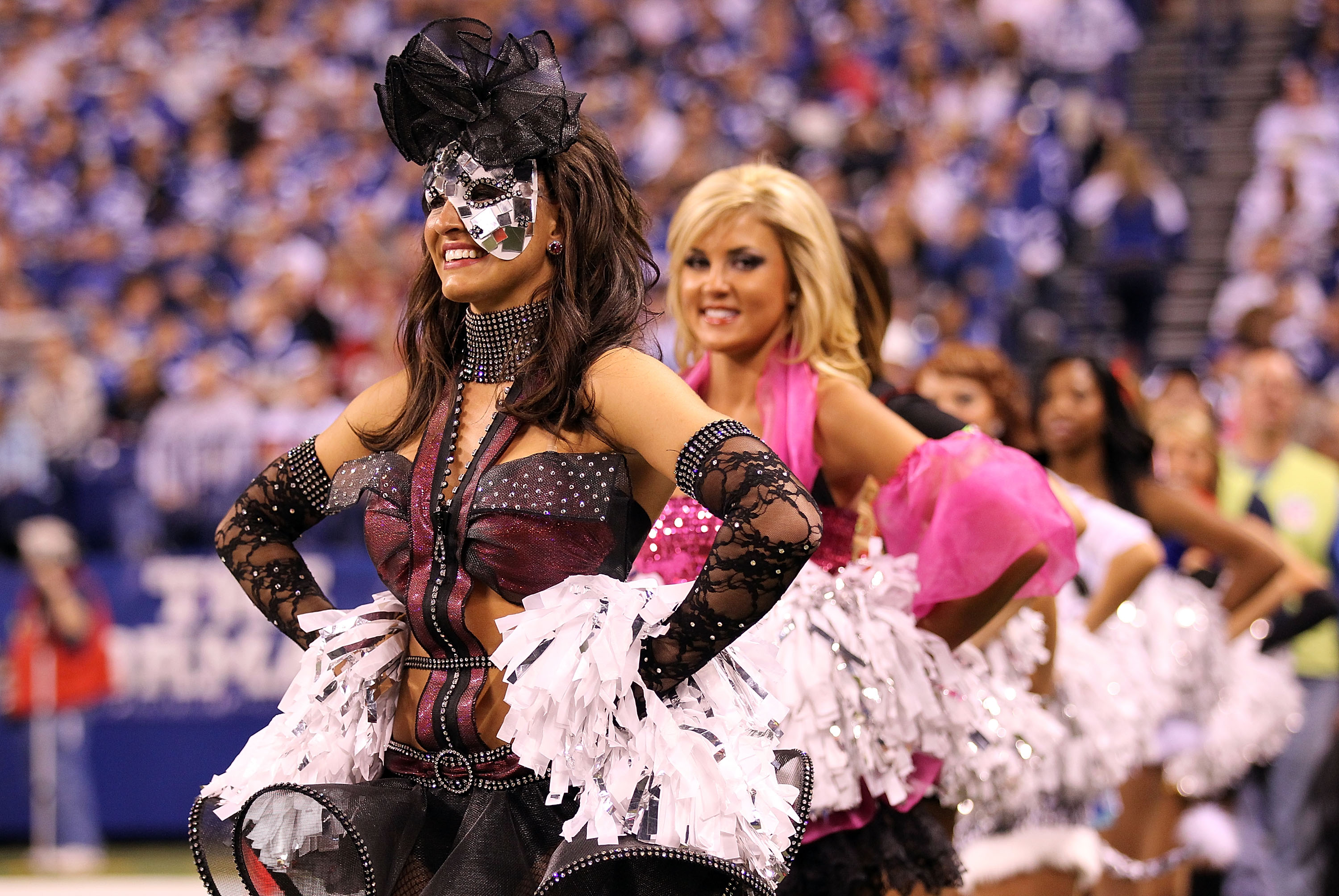 INDIANAPOLIS - NOVEMBER 01:   Indianapolis Colts cheerleaders perform during the NFL game against the Houston Texans  at Lucas Oil Stadium on November 1, 2010 in Indianapolis, Indiana.  (Photo by Andy Lyons/Getty Images)