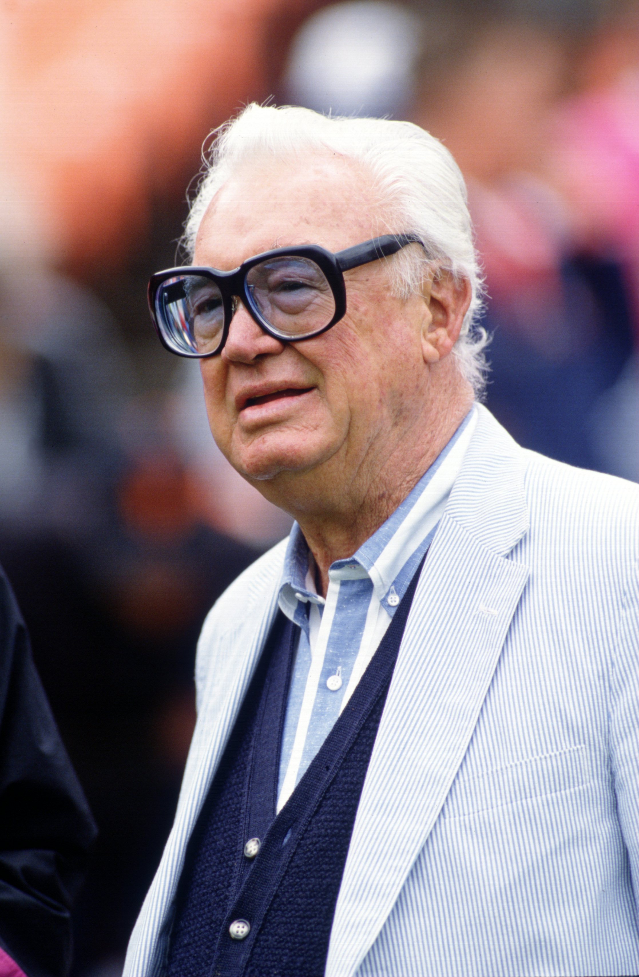 13 Oct 1995: CHICAGO CUBS ANNOUNCER HARRY CARAY BEFORE A CUBS GAME VERSUS THE SAN FRANCISCO GIANTS AT CANDLESTICK PARK IN SAN FRANCISCO, CALIFORNIA.