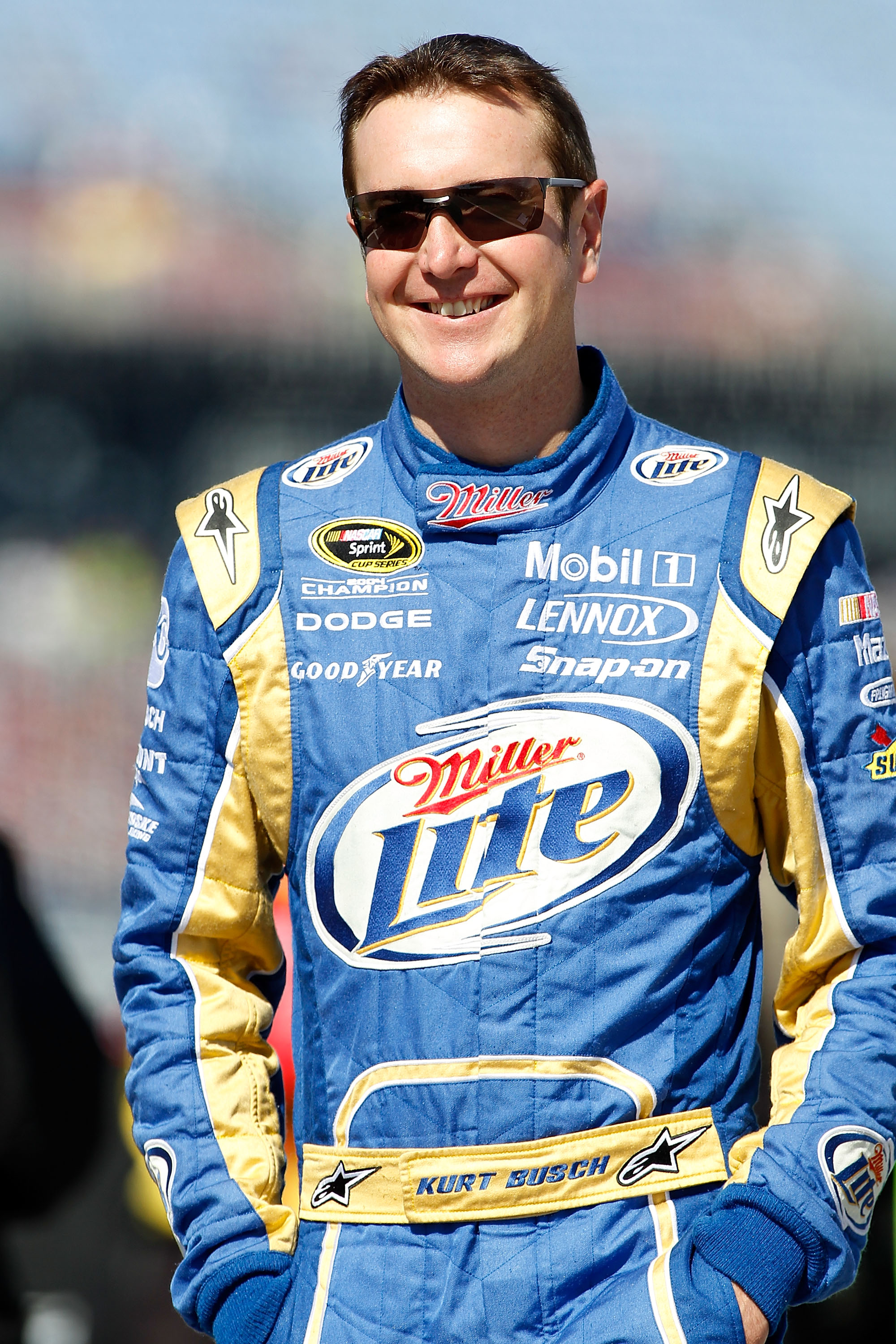 TALLADEGA, AL - OCTOBER 30:  Kurt Busch, driver of the #2 Operation Home Front/Miller Lite Dodge, walks on pit road during qualifying for the NASCAR Sprint Cup Series AMP Energy Juice 500 at Talladega Superspeedway on October 30, 2010 in Talladega, Alabam