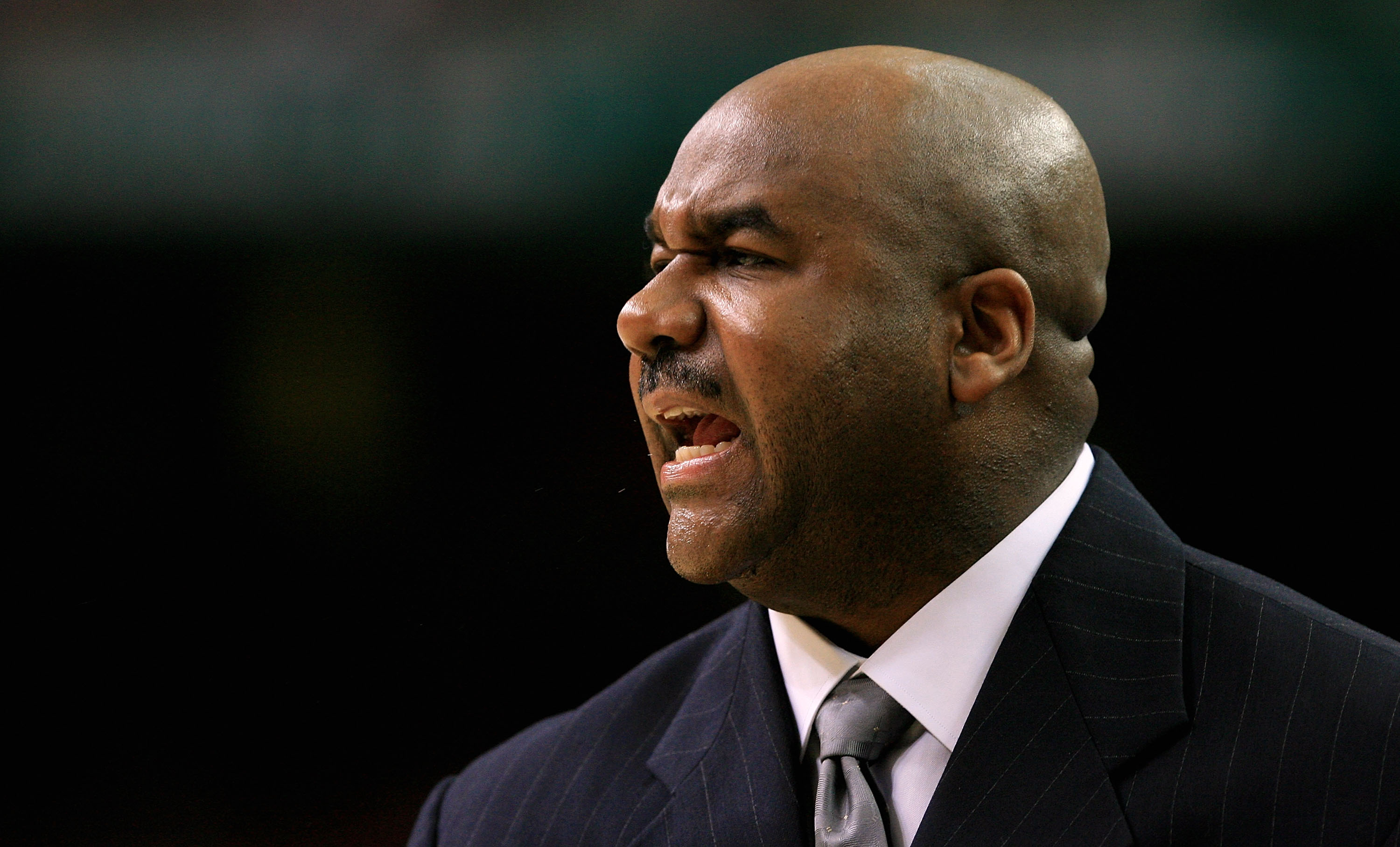 ATLANTA - MARCH 31: Head coach John Thompson III of the Georgetown Hoyas shouts from the bench during their game against the Ohio State Buckeyes during the National Semifinal game of the NCAA Men's Final Four at the Georgia Dome on March 31, 2007 in Atla