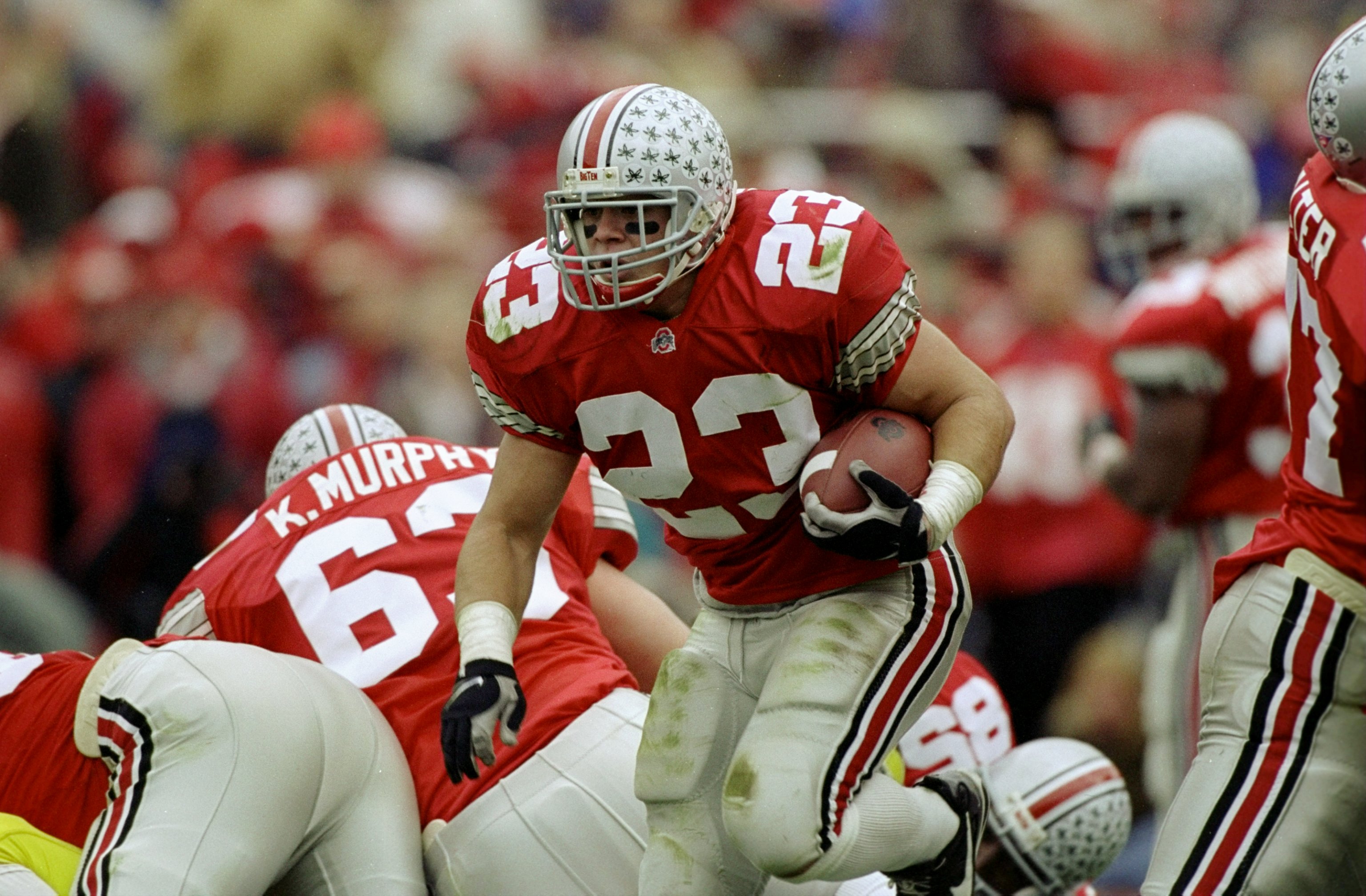 21 Nov 1998:  Fullback Matt Keller #23 of the Ohio State Buckeyes in action during the game against the Michigan Wolverines at the Ohio Stadium in Columbus, Ohio. The Buckeyes defeated the Wolverines 31-16. Mandatory Credit: Rick Stewart  /Allsport