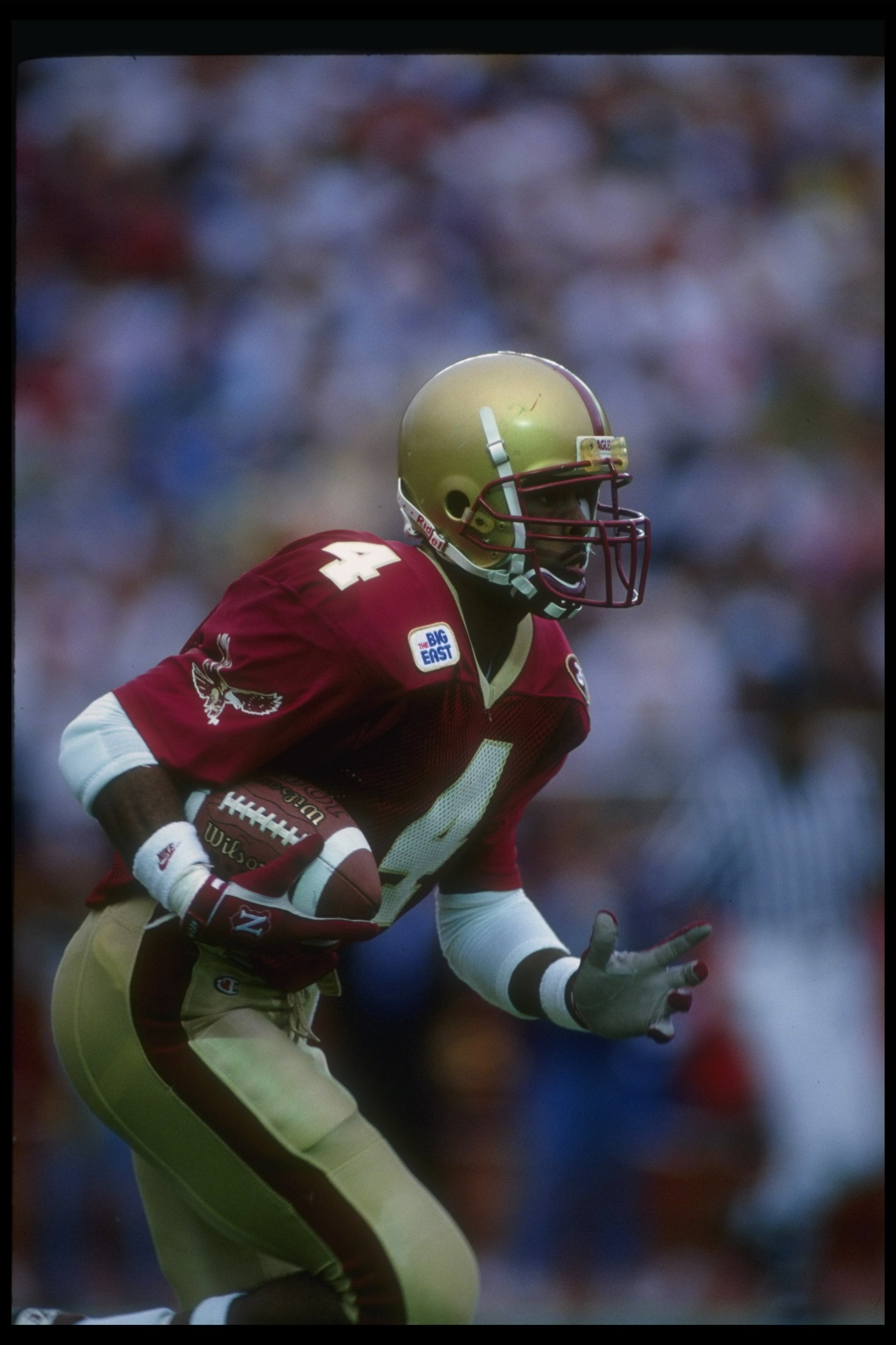 4 Sep 1993:  Wide receiver Kenyatta Watson of the Boston College Eagles moves down the field during a game against the Miami Hurricanes at Alumni Stadium in Chestnut Hill, Massachusetts. Mandatory Credit: Rick Stewart  /Allsport