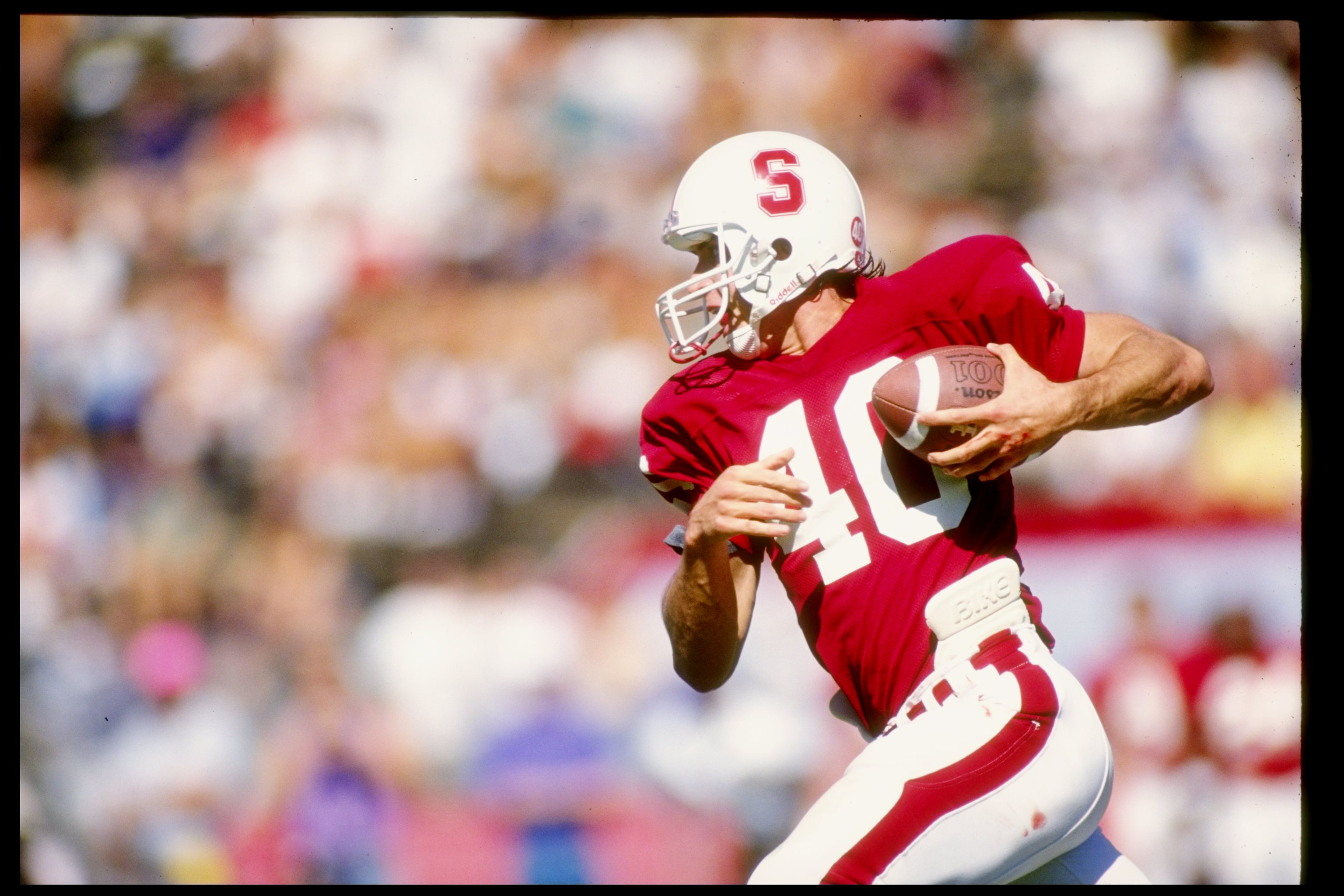 13 Oct 1990:  Wide receiver Ed McCaffrey of the Stanford Cardinal in action during a game against the USC Trojans.  The USC Trojans won the game 37-22.   Mandatory Credit: Rick Stewart  /Allsport