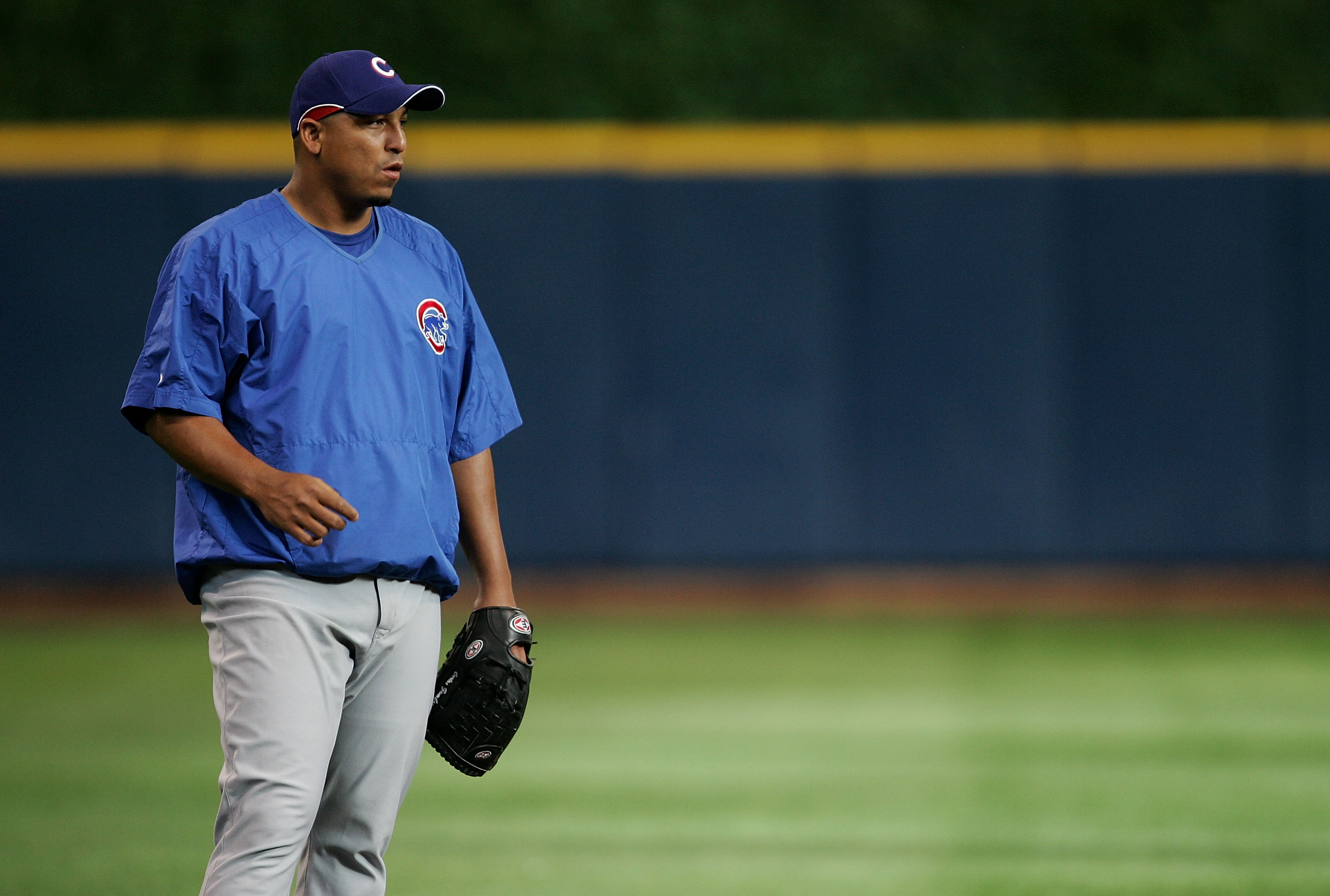 Chicago Cubs relief pitcher Carlos Zambrano (38) returns from the bullpen  after the game between the Milwaukee Brewers and Chicago Cubs at Miller  Park in Milwaukee, Wisconsin. The Cubs defeated the Brewers