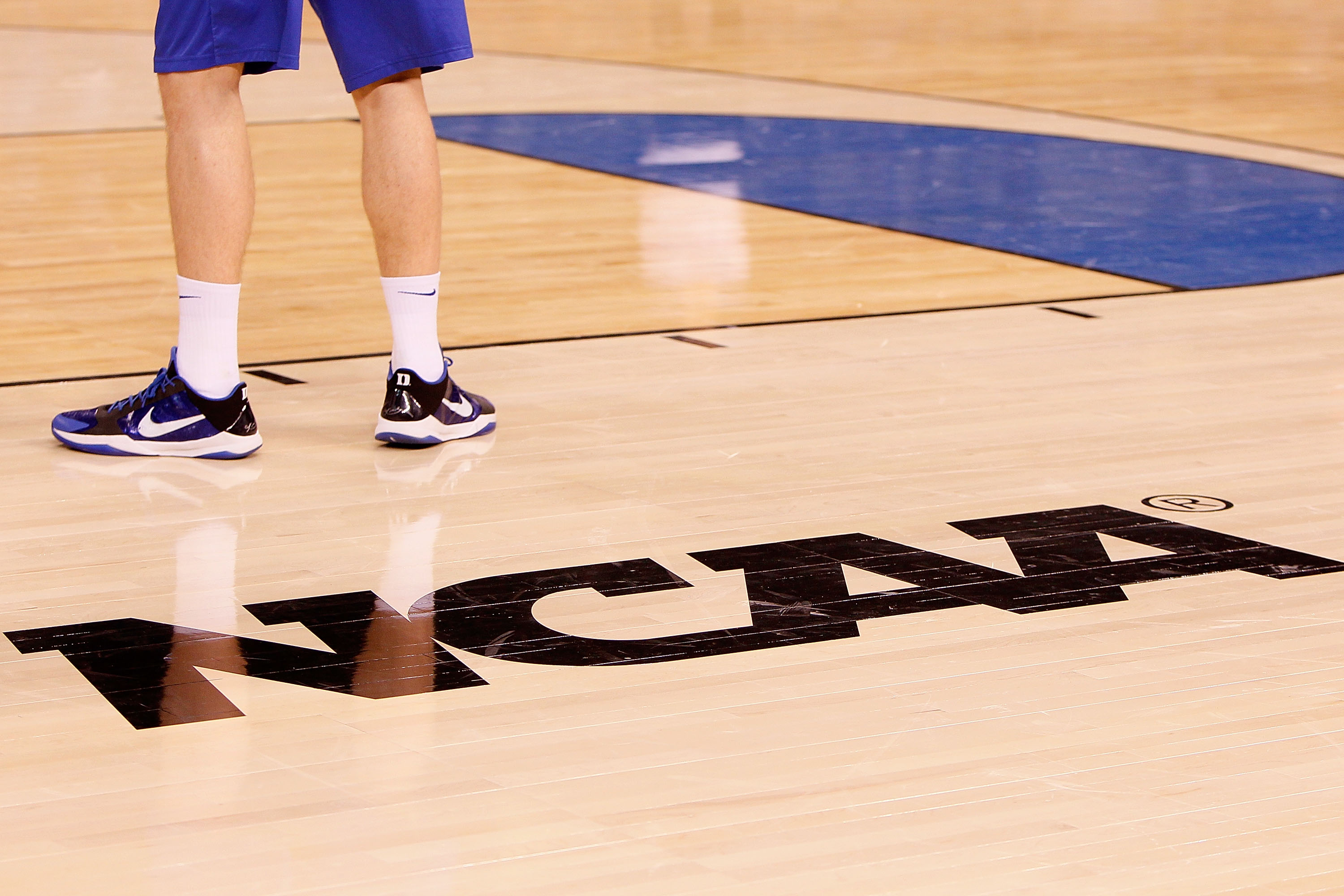 INDIANAPOLIS - APRIL 02: A detail picture of a Duke Blue Devils player during practice prior to the 2010 Final Four of the NCAA Division I Men's Basketball Tournament at Lucas Oil Stadium on April 2, 2010 in Indianapolis, Indiana. (Photo by Kevin C. Cox
