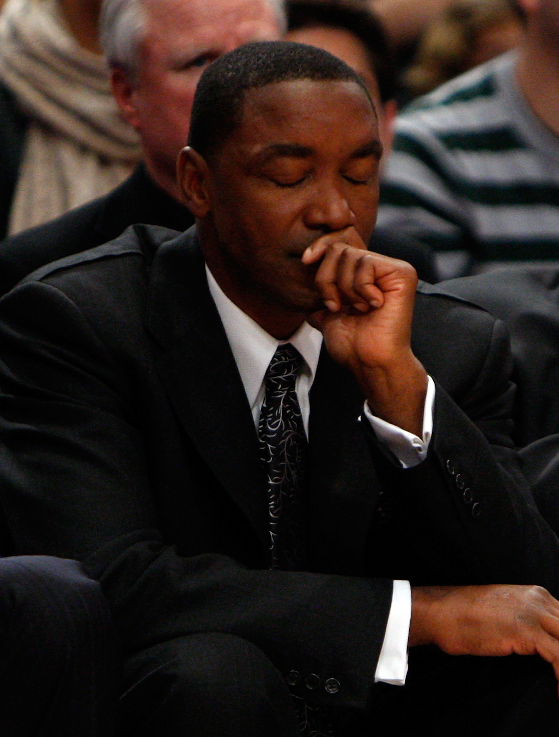 NEW YORK - MARCH 08:  Head coach Isiah Thomas of the New York Knicks watches from the sideline against the Portland Trail Blazers at Madison Square Garden March 8, 2008 in New York City. NOTE TO USER: User expressly acknowledges and agrees that, by downlo