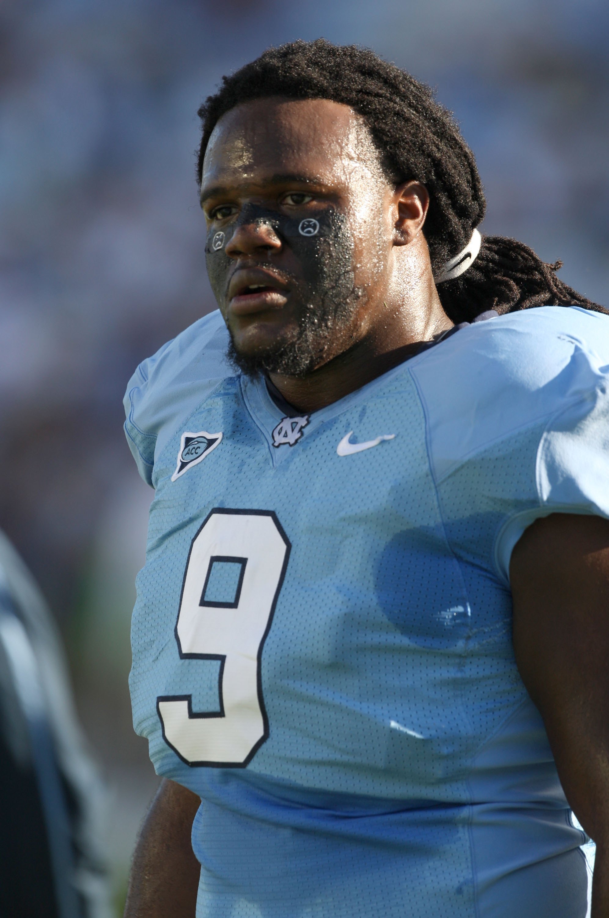 CHAPEL HILL, NC - NOVEMBER 7:  Marvin Austin #9 of the North Carolina Tar Heels looks on during the game against the Duke Blue Devils at Kenan Stadium on November 7, 2009 in Chapel Hill, North Carolina. (Photo by Streeter Lecka/Getty Images)