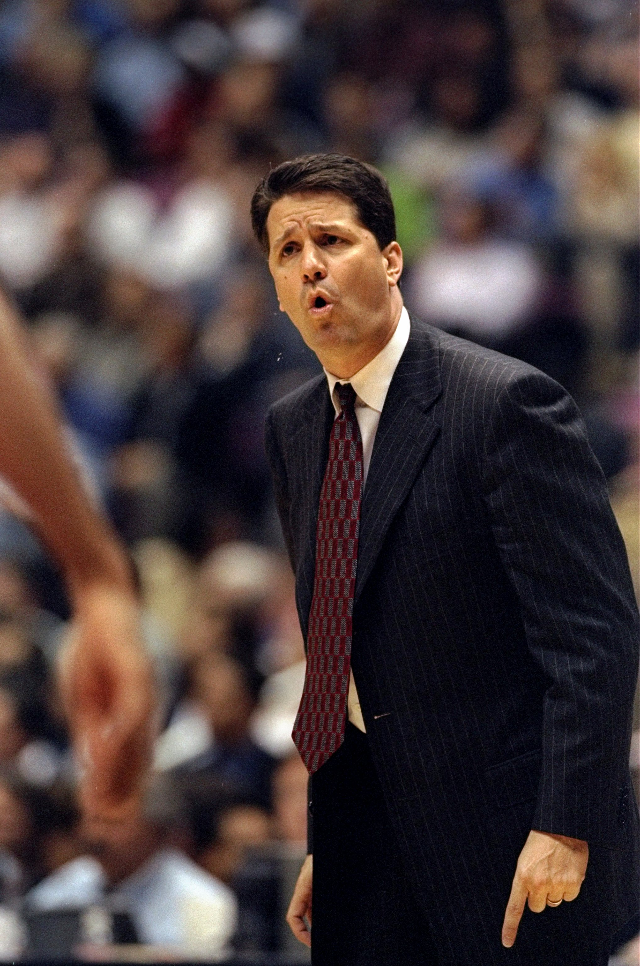 26 Apr 1998:  New Jersey Nets head coach John Calipari looks on during a First Round Playoff Game against the Chicago Bulls at the United Center in Chicago, Illinois. The Bulls defeated the Nets 96-91.