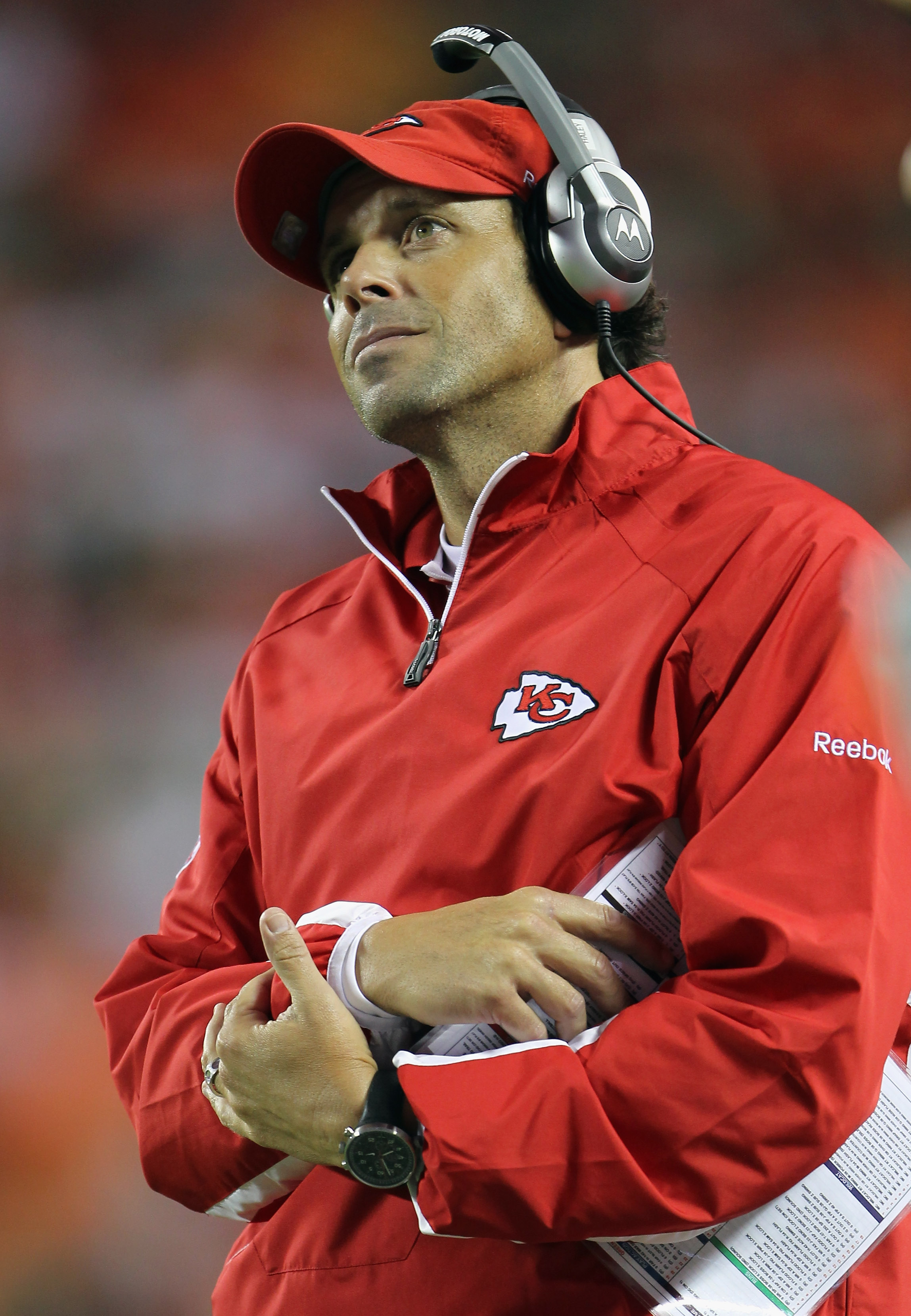 Kansas City Chiefs coach Todd Haley during the second half of an NFL  football game against the San Diego Chargers Monday, Sept. 13, 2010, in  Kansas City, Mo. (AP Photo/Ed Zurga Stock