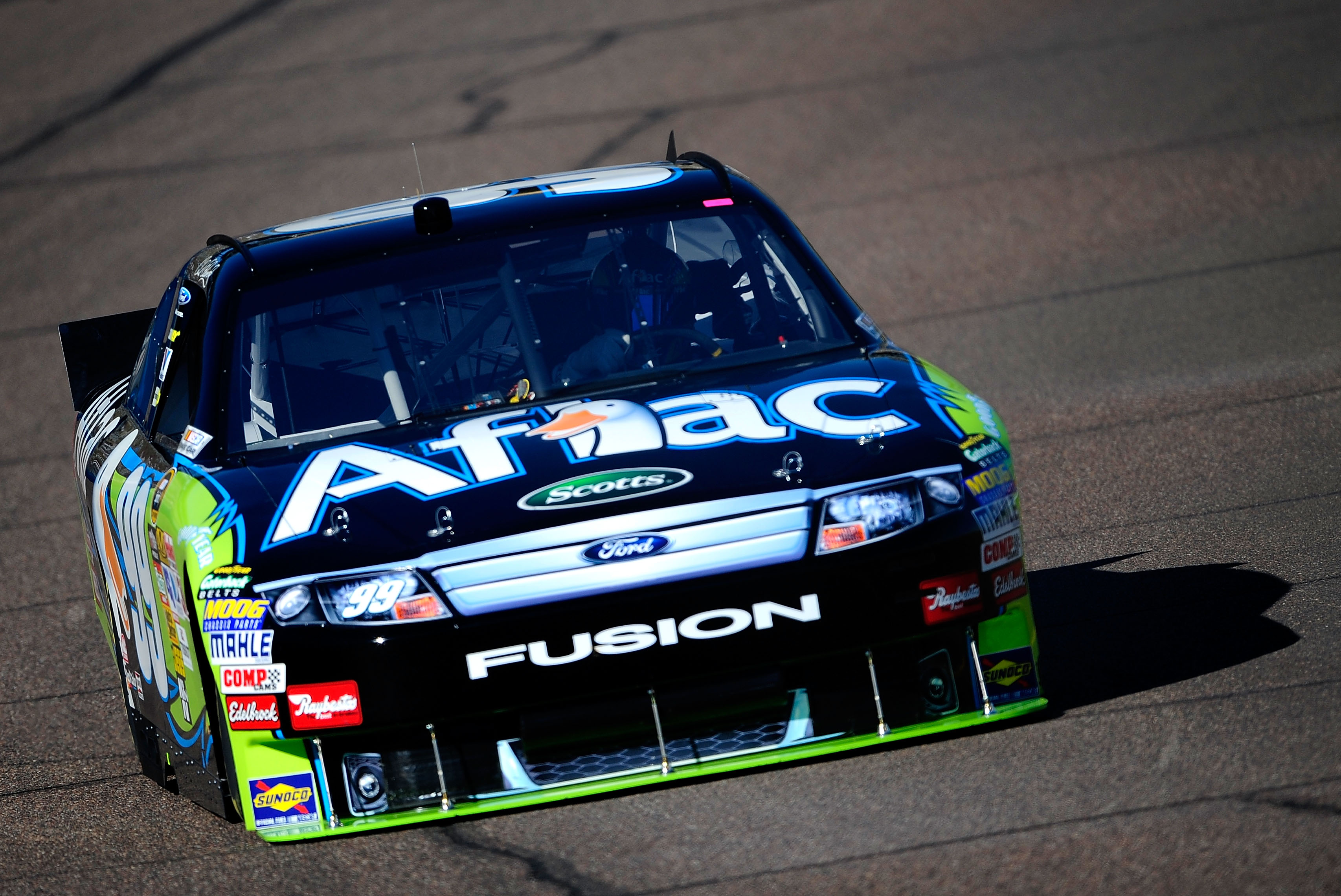 AVONDALE, AZ - NOVEMBER 12:  Carl Edwards, driver of the #99 Aflac Ford, practices for the NASCAR Sprint Cup Series Kobalt Tools 500 at Phoenix International Raceway on November 12, 2010 in Avondale, Arizona.  (Photo by Rusty Jarrett/Getty Images for NASC