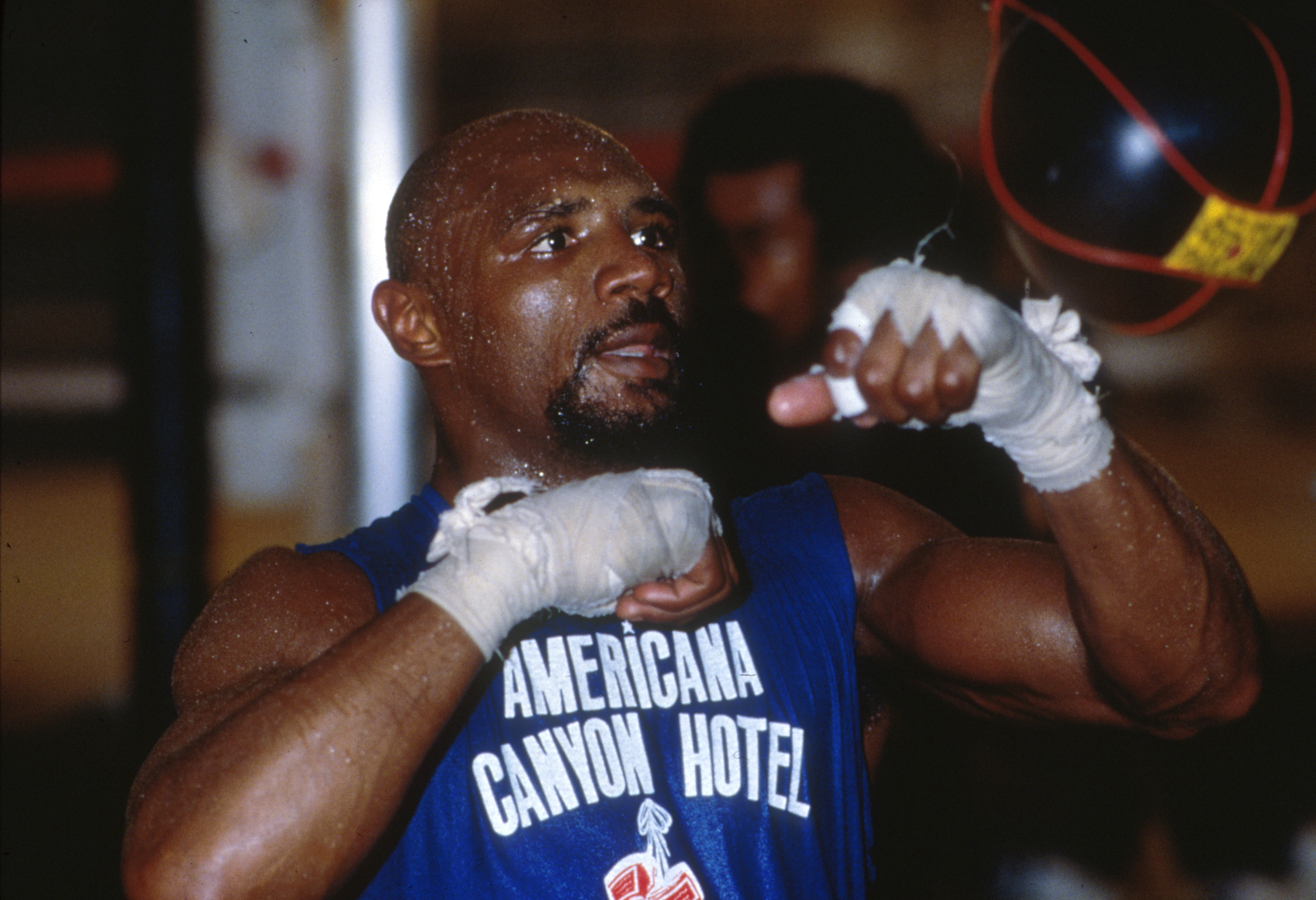 1990:  Marvin Hagler in training for his bout with Tommy Hearns. Mandatory Credit: David Cannon/ALLSPORT