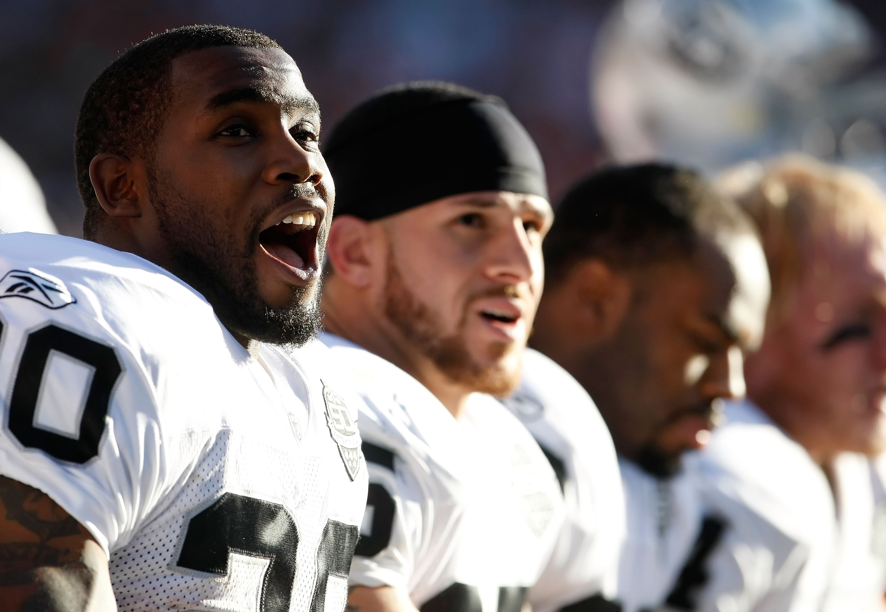 Oakland Raiders running back Darren McFadden (20) rushes down the