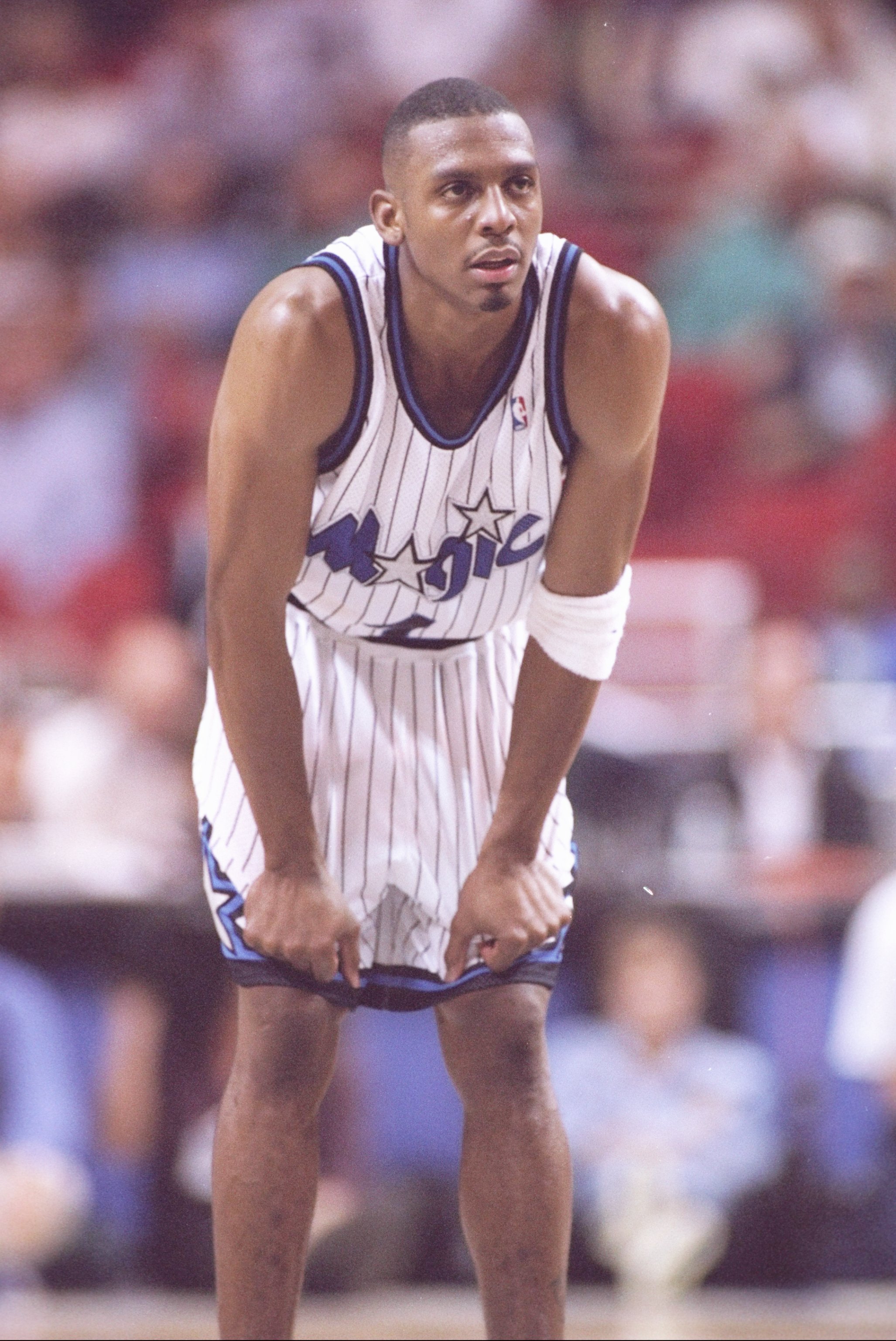 14 Nov 1995:  Guard Penny Hardaway of the Orlando Magic looks on during a game against the Chicago Bulls at the Orlando Arena in Orlando, Florida.  The Magic won the game, 94-88. Mandatory Credit: Allsport  /Allsport