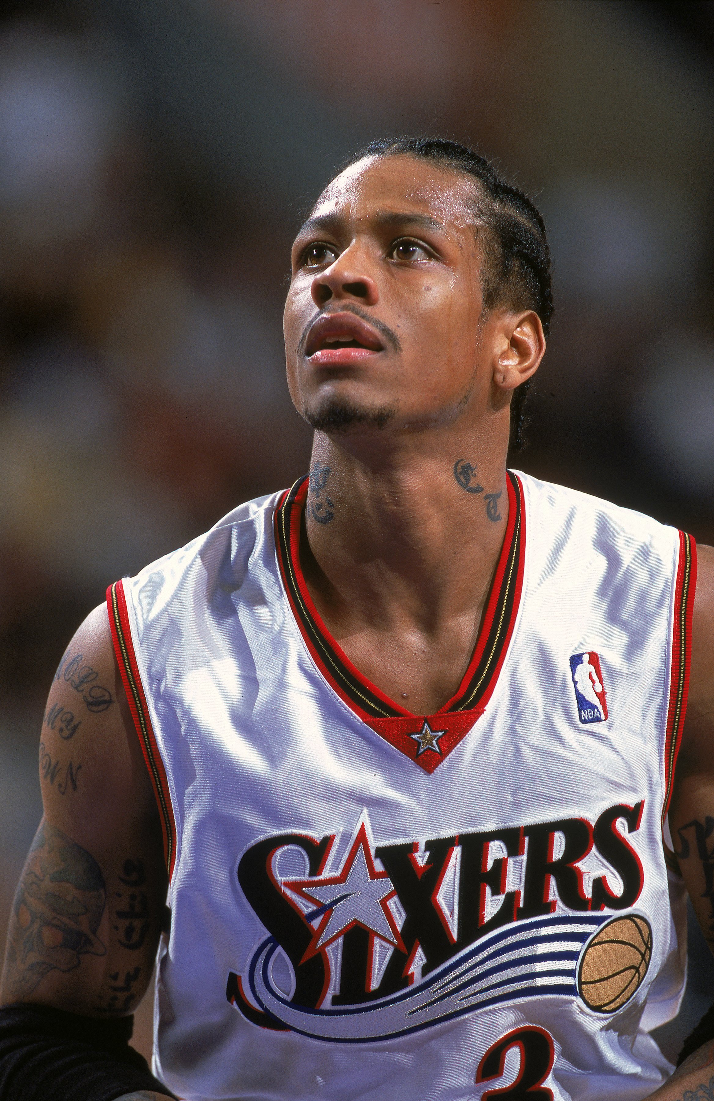 11 Dec 2000:  A close up of Allen Iverson #3 of the Philadelphia 76ers gets ready to shoot a free throw during the game against the Minnesota Timberwolves at the First Union Center in Philadelphia, Pennsylvania. The Timberwolves defeated the 76ers 96-91.